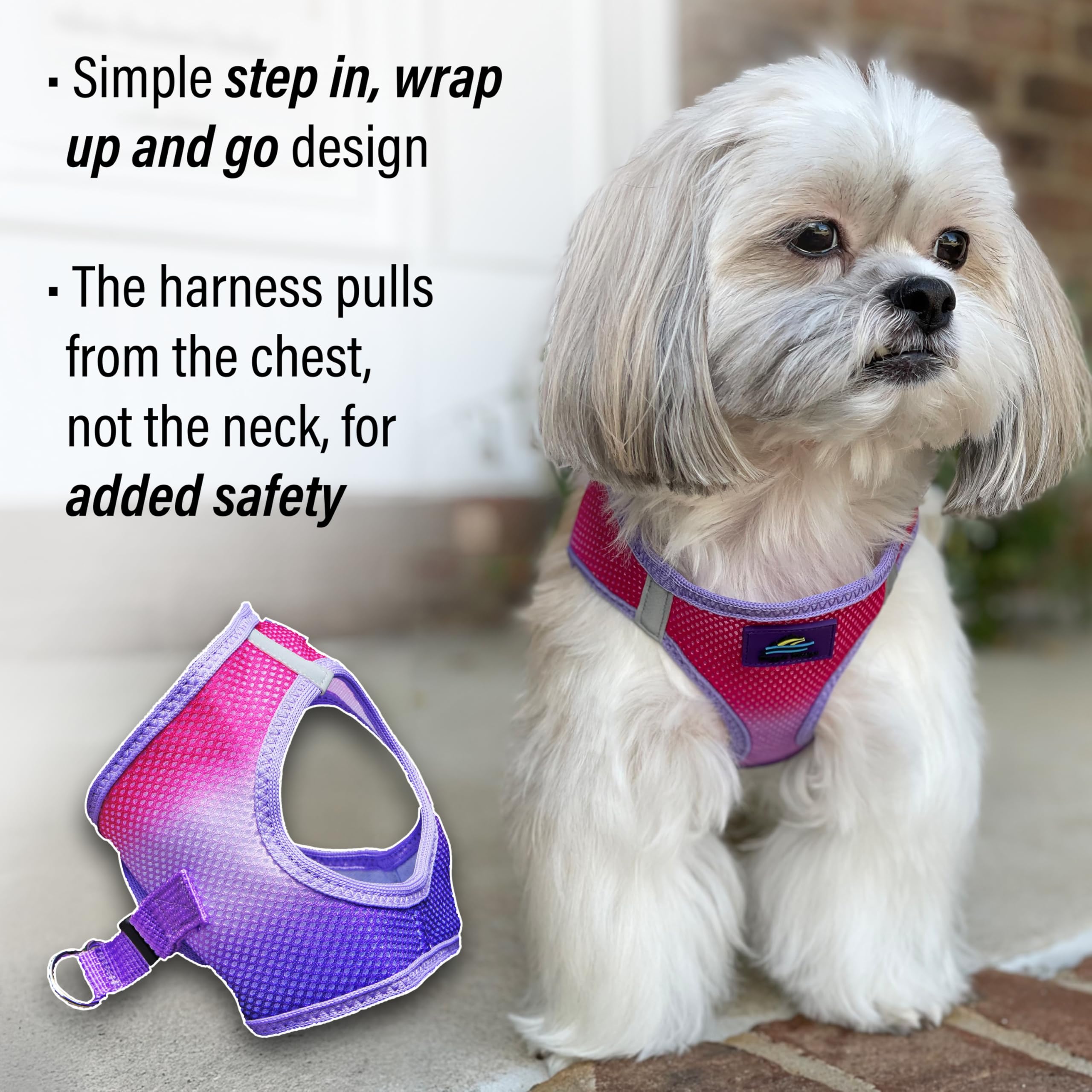 Doggie Design Dog Harness - No Choke Dog Harness, Dog Vest, Mesh Polyester, Pet Harness, Simple Step in and Go Design, Harness for Dog - Raspberry Sundae, M