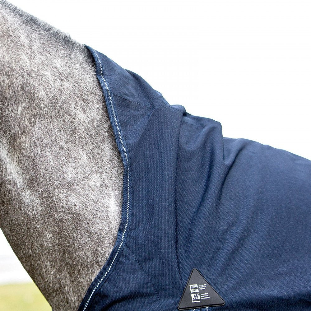 Horze Avalanche 1200D Ripstop High Neck Medium Weight Waterproof Horse Turnout Blanket (150G Fill) - Peacoat Dark Blue - 81 In
