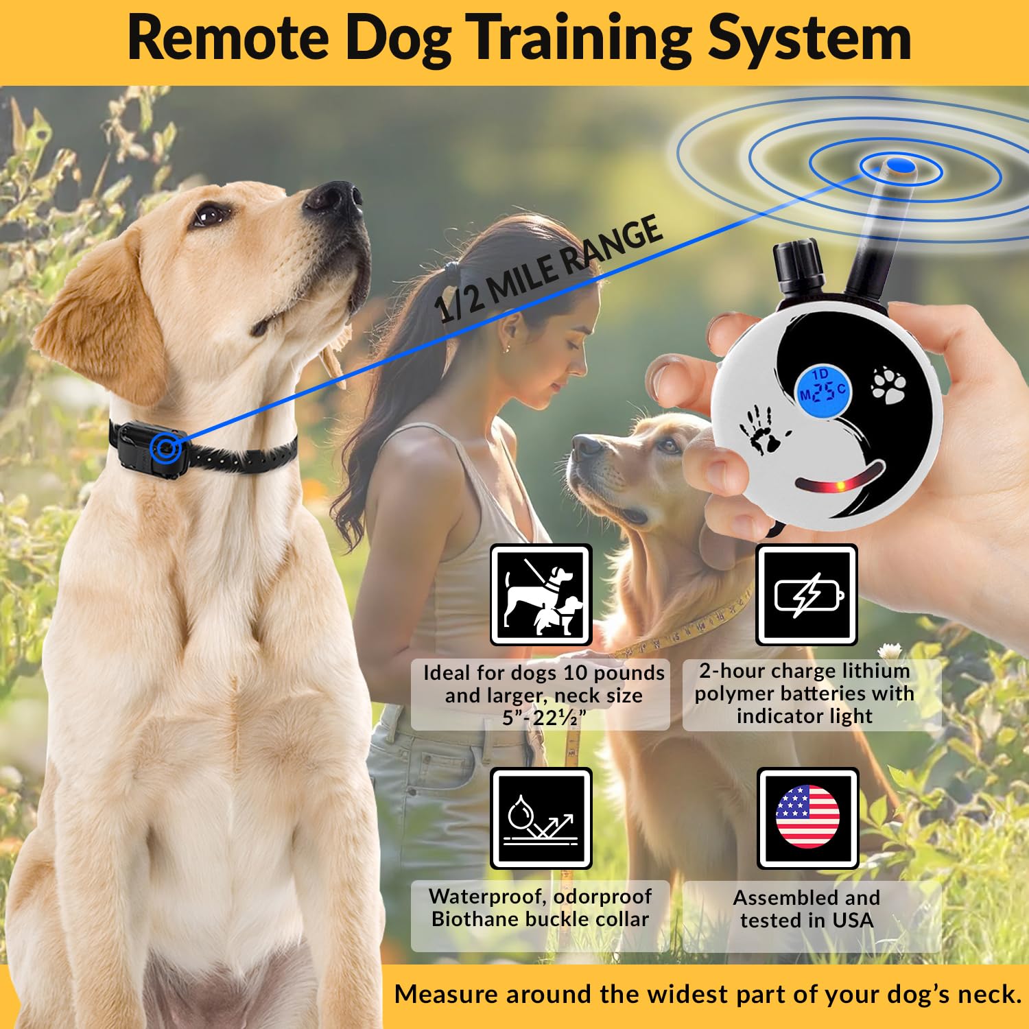 Educator E-Collar Dog Training Collar for Small-Medium Dogs, Rechargeable Remote, 100 Levels, Tone & Light, Zen Color