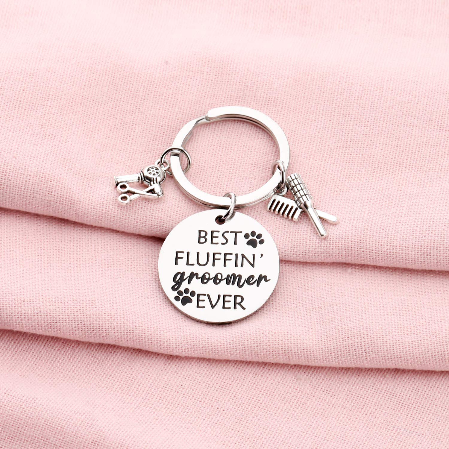 Penqi Dog Groomer Jewelry Dog Groomer Gift Dog Grooming Jewelry Pet Groomer Gift Best Fluffin' Groomer Ever Keychain (Best Fluffin' Groomer Ever Keychain)
