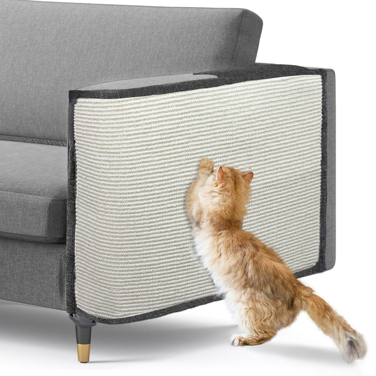Large Size Cat Scratch Sofa Protector,27.5Inch*19.6Inch Sisal Couch Protector From Cats/Dogs Scratching For Big Arm Sofa Use(Lef