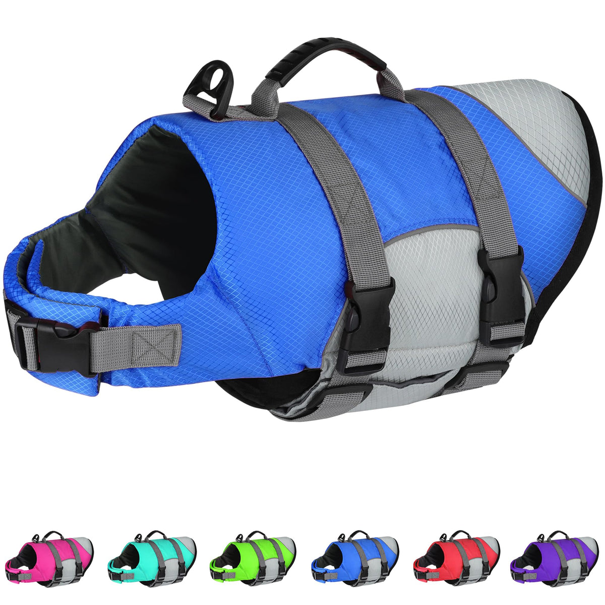 Dogcheer Blue Gray Sports Style Dog Life Jacket (Small), High Buoyancy, Reflective, Adjustable, Ripstop Oxford & Nylon Cloth, Fo