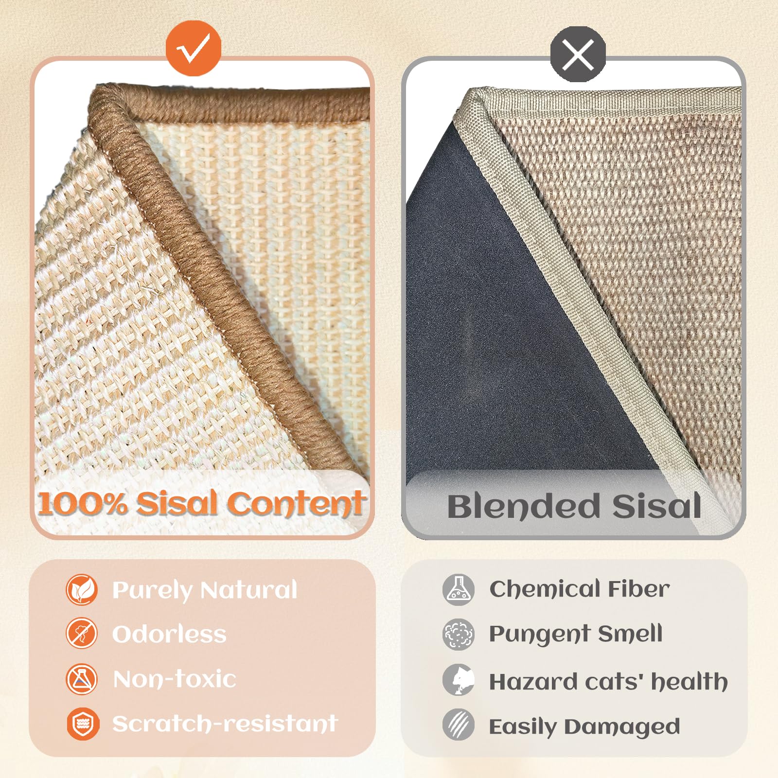 CHEERHOME PETS Sisal Cat Scratcher Bed - Extra Large Natural Wood Hammock & Lounge for Indoor Cats, Model S00202