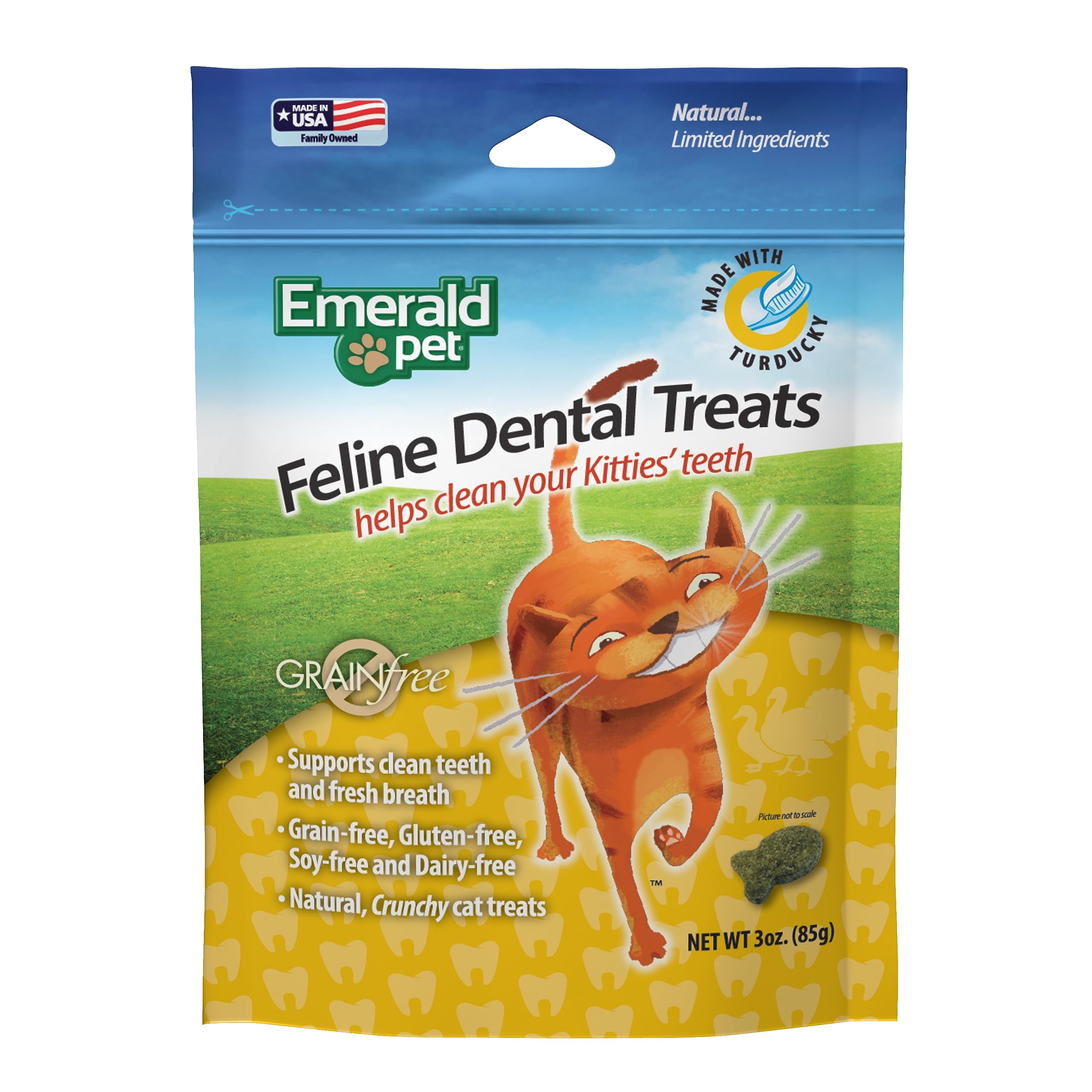 Feline Dental Treats - Tasty and Crunchy Cat Dental Treats Grain Free - Natural Dental Treats to Clean Cat Teeth, Freshen Cat Br