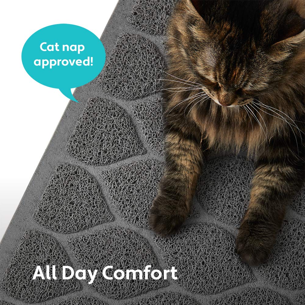 Mighty Monkey Waterproof Bpa Free Cat Litter Box Trapping Mat, Easy Clean Floors, Textured Baking, Soft On Sensitive Kitty Paws,