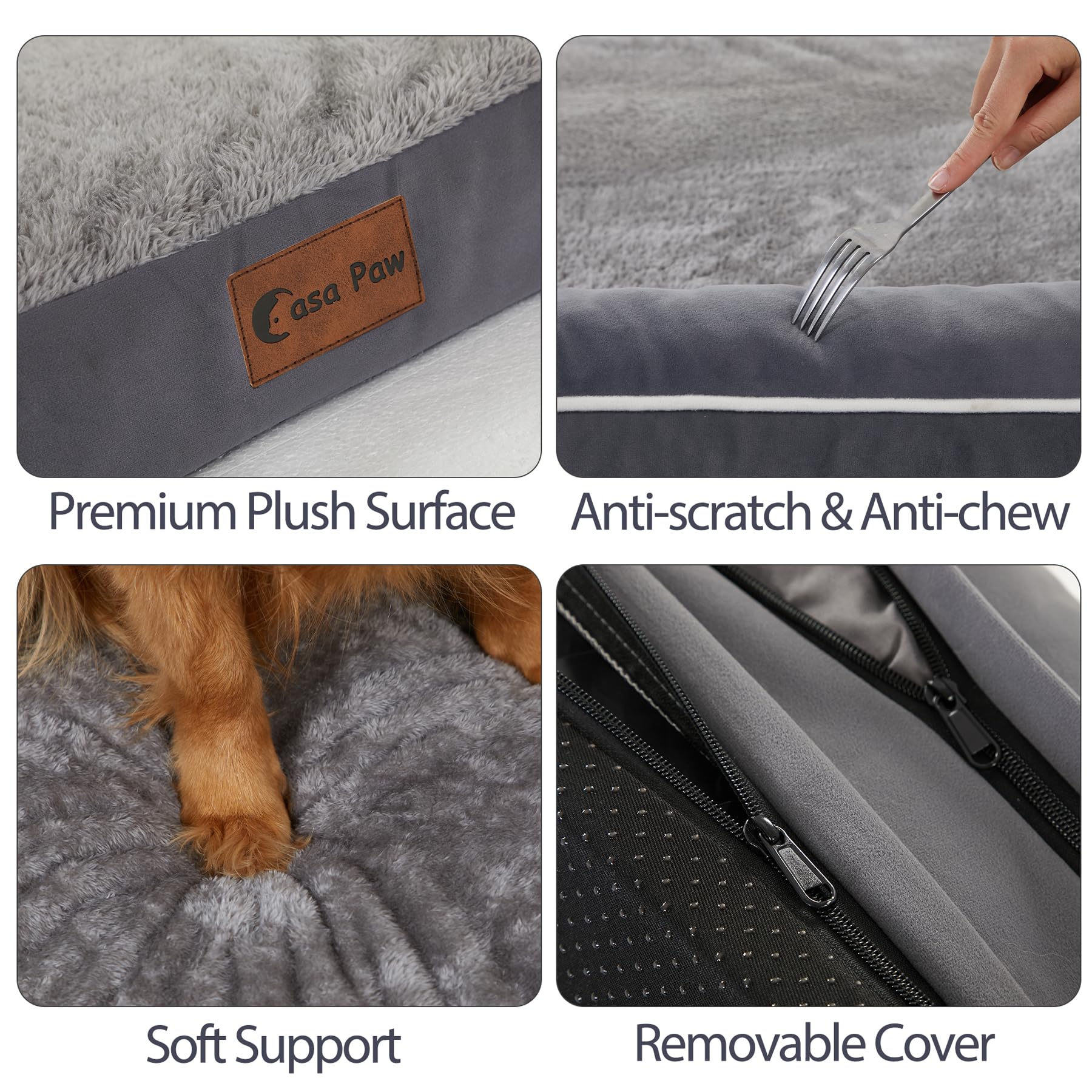 Casa Paw XXL Dog Bed with Bolsters, Orthopedic, Waterproof, Memory Foam, Removable Washable Cover, Nonskid Bottom (XX-Large, Dar