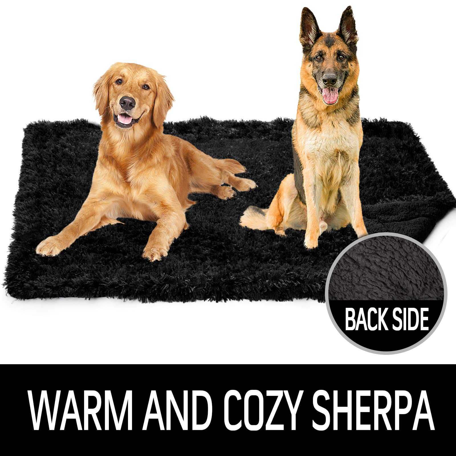 Lochas Luxury Fluffy Dog Blanket, Extra Soft And Warm Sherpa Fleece Pet Blankets For Dogs Cats, Plush Furry Faux Fur Puppy Throw Cover, 40''X60'' Black