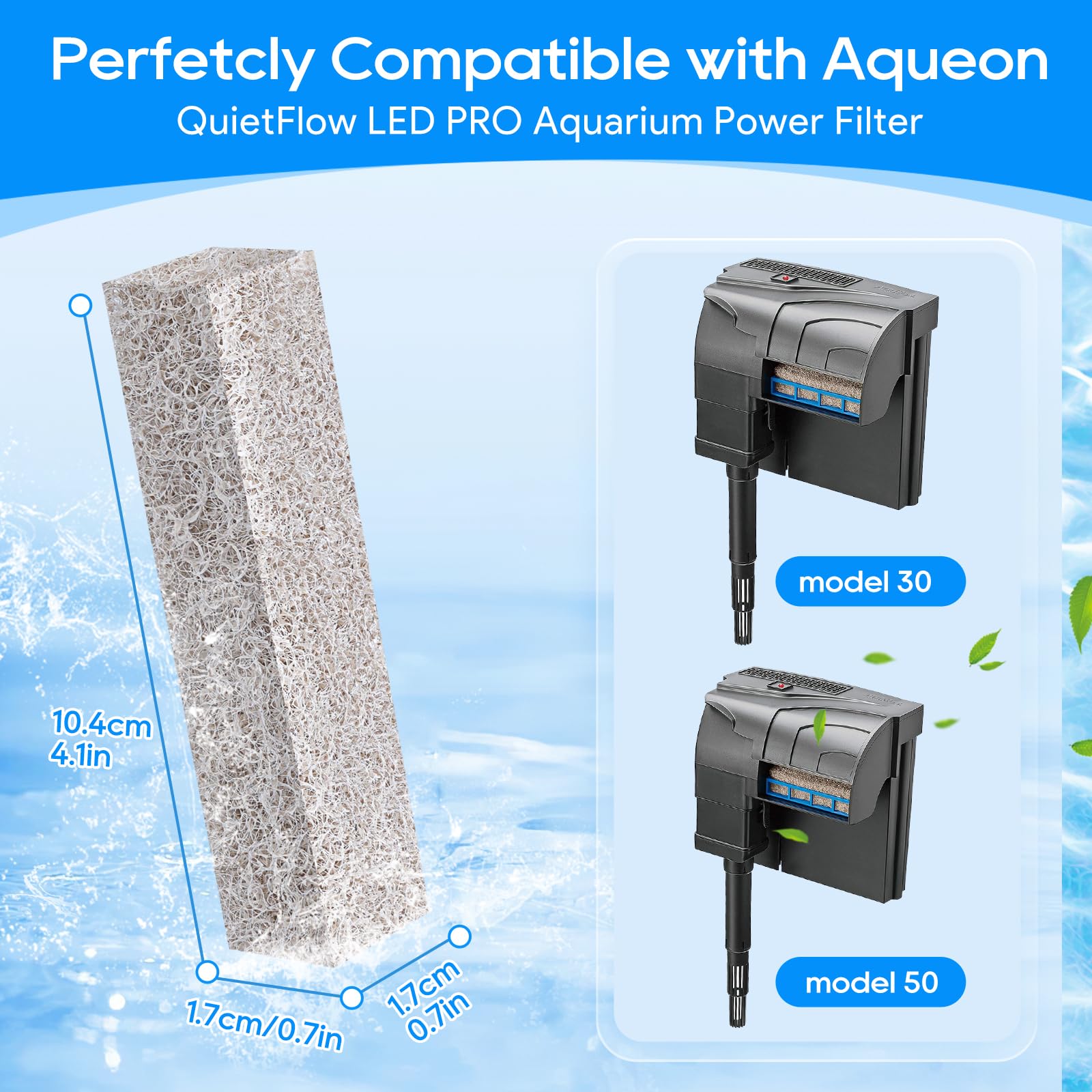 Cunina Ammonia Reducer Filter Pads Compatible With Aqueon Quietflow 30 & 50, Sponge Filters For Aqueon Replacement Filter Cartri