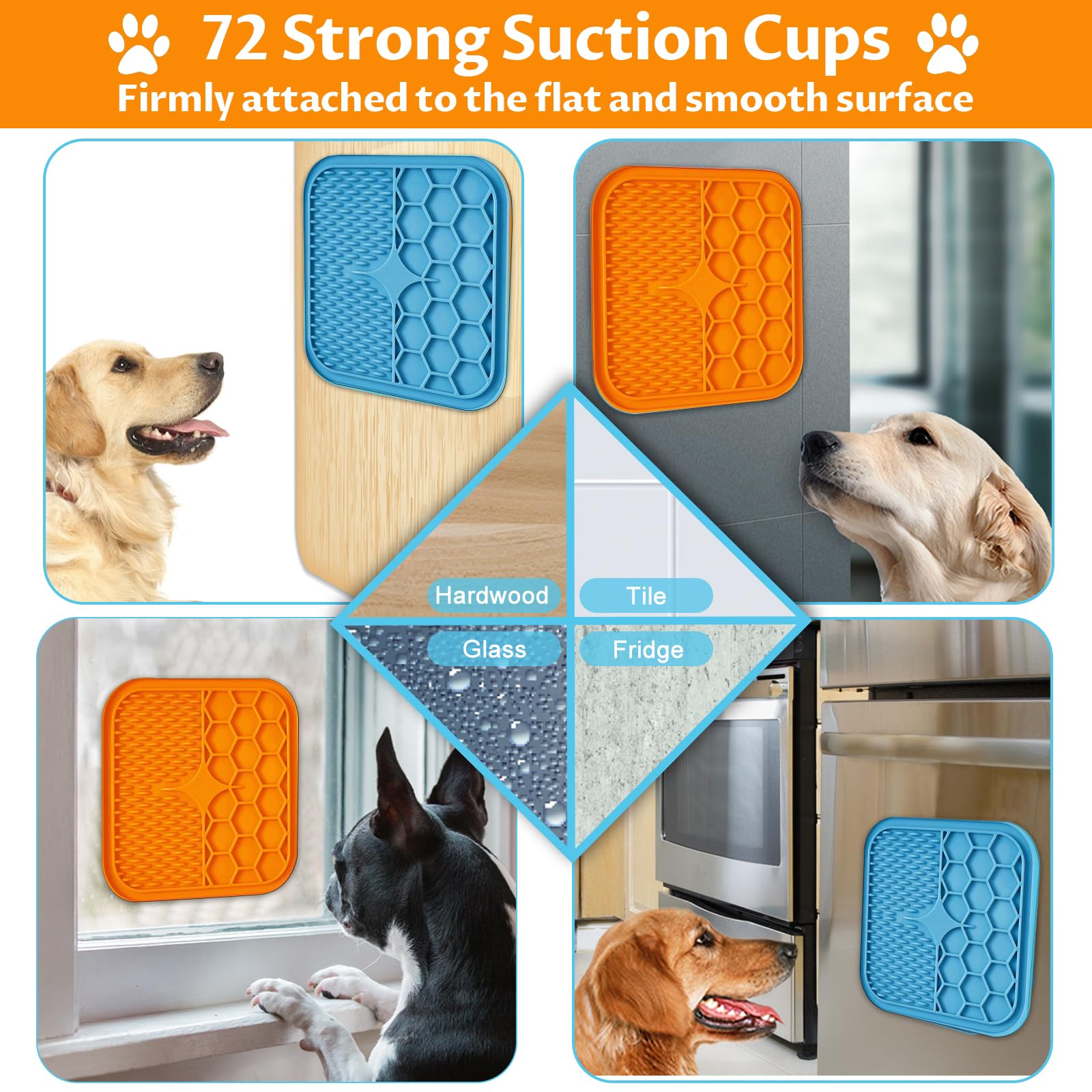 2PCS Lick Mat for Dogs, Silicone Dog Licking Mats with Suction Cups for Anxiety Relief, Cat Peanut Butter Lick Pad, Dog Treat Ma