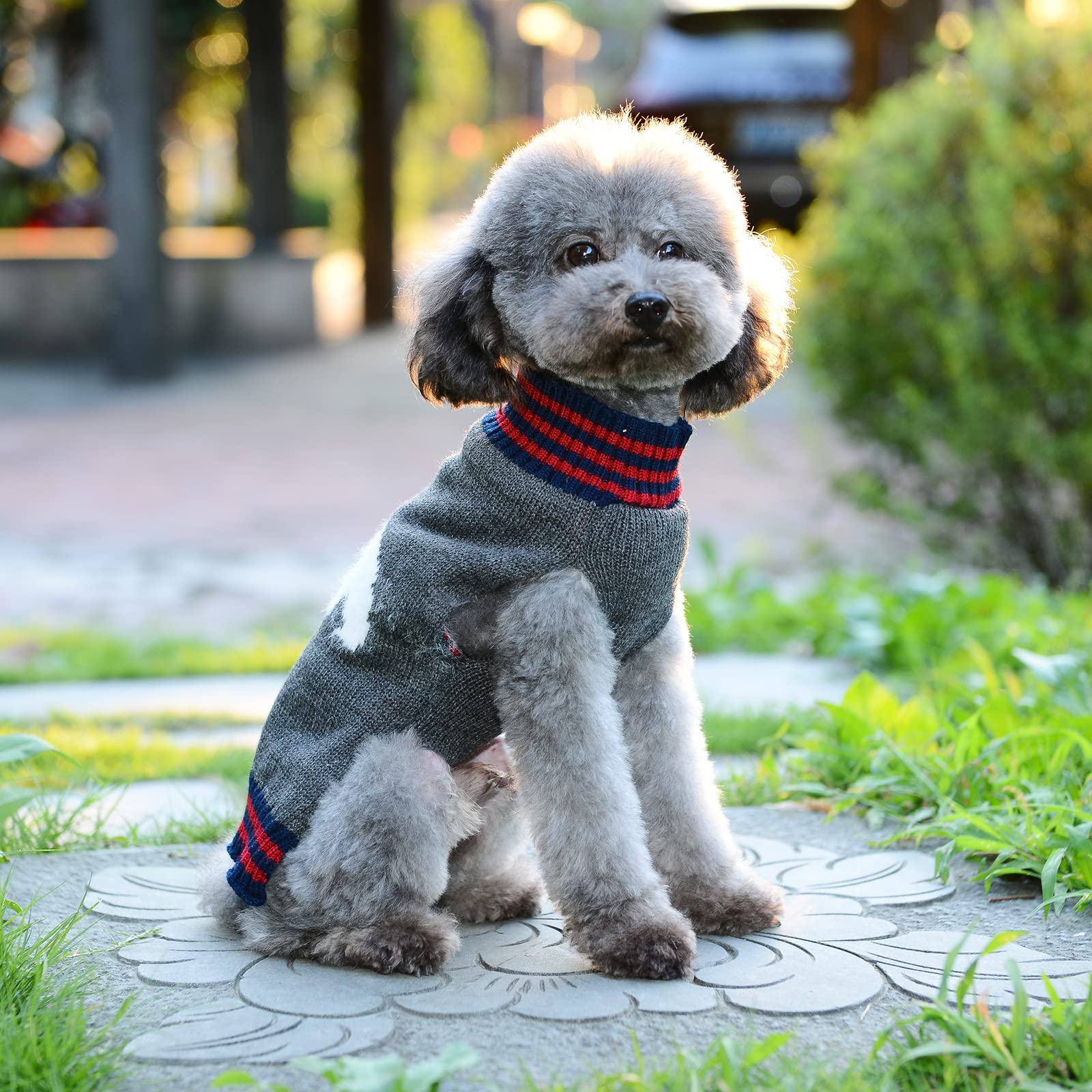 Tengzhi Dog Christmas Sweater Holiday Clothes For Dogs Girl Boy Fall Winter Knitted Soft Warm Puppy Clothing Cute Polar Bear Pet Outfit Ugly Xmas Sweater For Small Medium Large Dogs Cats(S,Grey)
