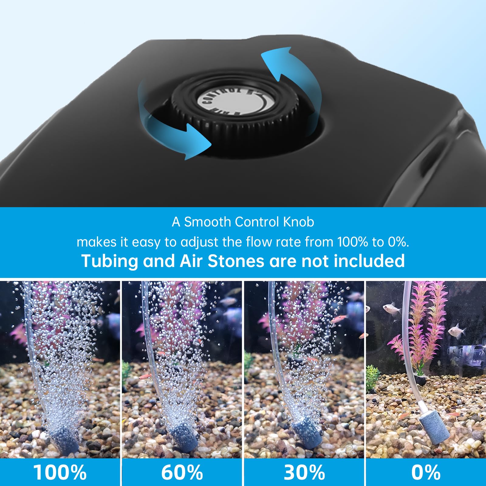 Aquaneat Aquarium Air Pump 300Gph, For Up To 200 Gallon Fish Tank, Powerful Hydroponic Aerator Pump, Adjustable Oxygen Bubbler