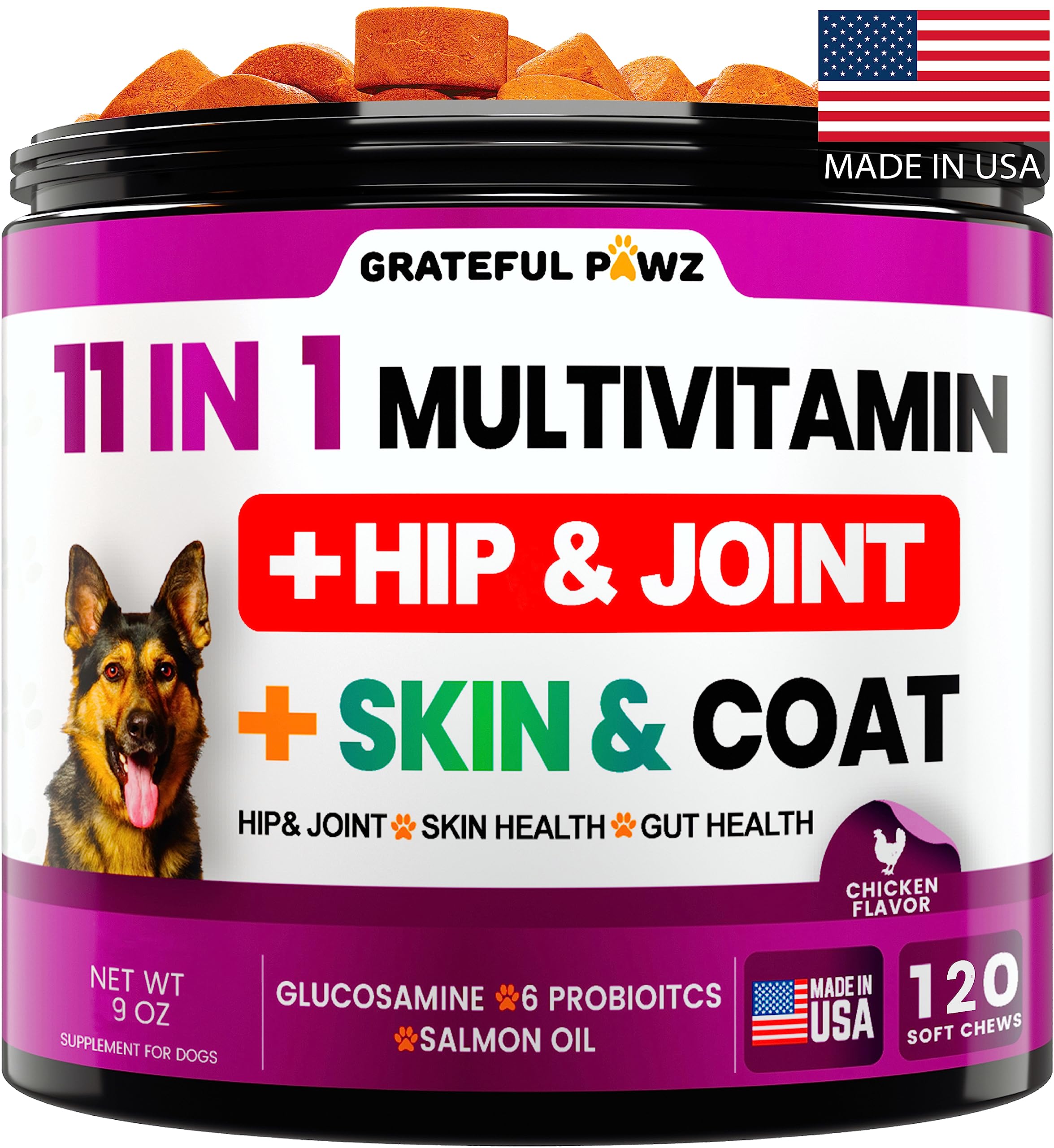 Dog Multivitamin Chewable with Glucosamine - Dog Vitamins and Supplements, Senior & Puppy Multivitamin for Dogs - Pet Chondroiti