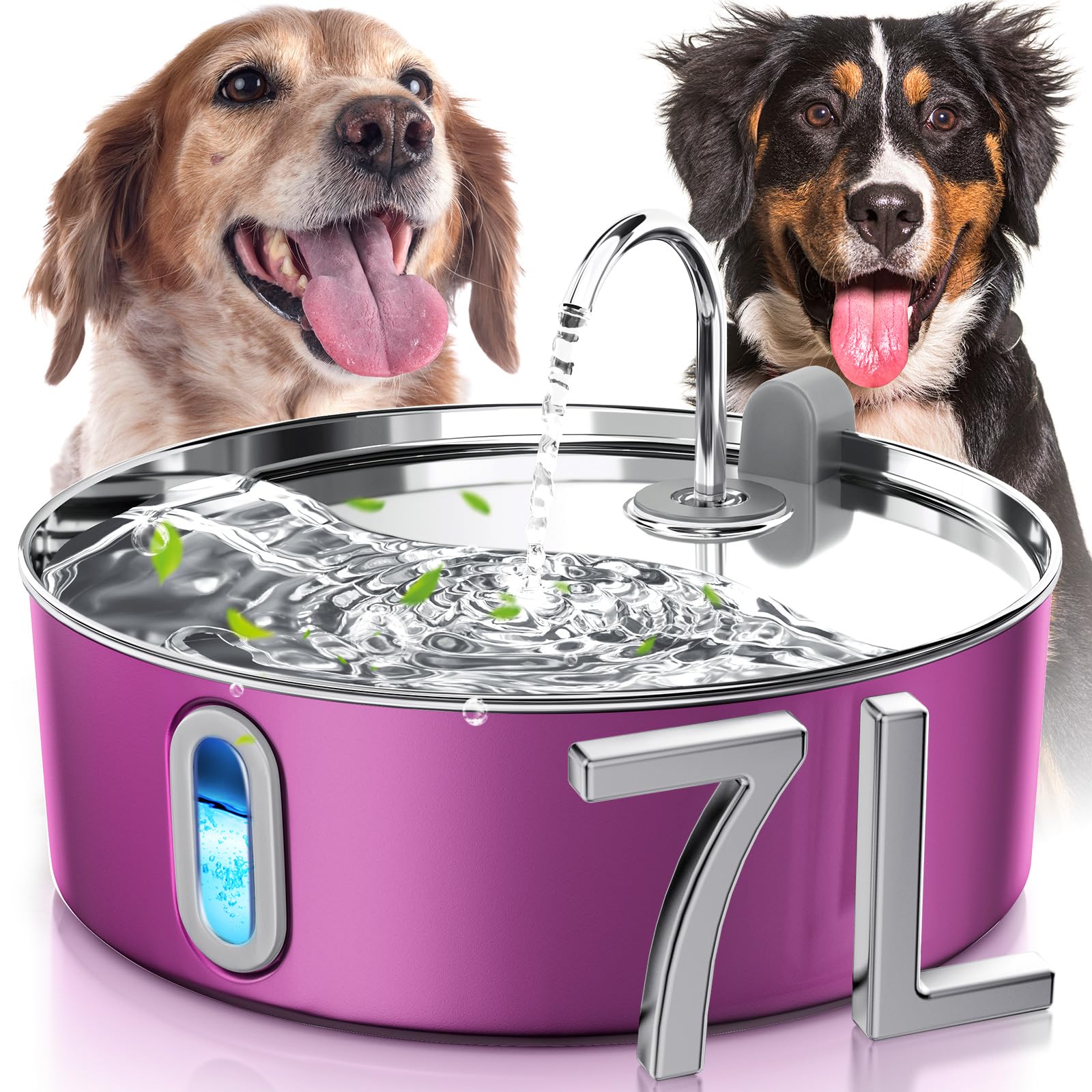 Smartoo Dog Water Fountain For Large Dogs 7L/236Oz Stainless Steel Dog Water Bowl Dispenser Automatic Pet Water Fountain, Multi-