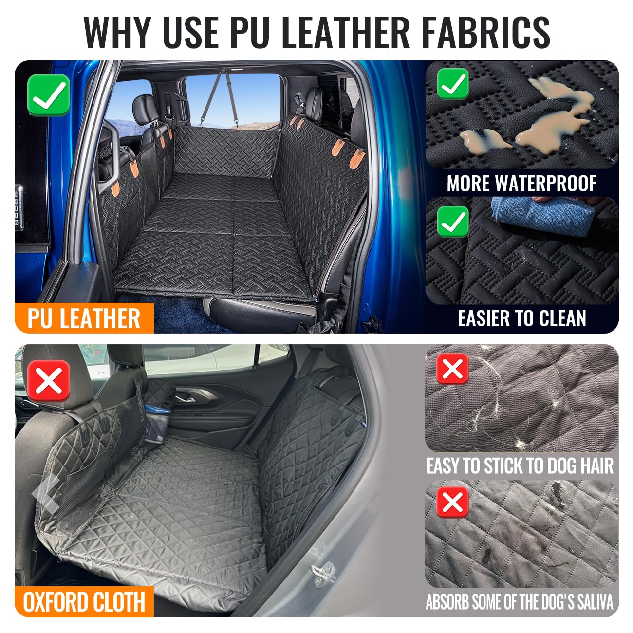 MAXFUT Dog Back Seat Extender for Truck,Truck Dog Seat Cover Back Seat,Dog Hammock for Truck,Hard Bottom Seat Extender,Pet Seat