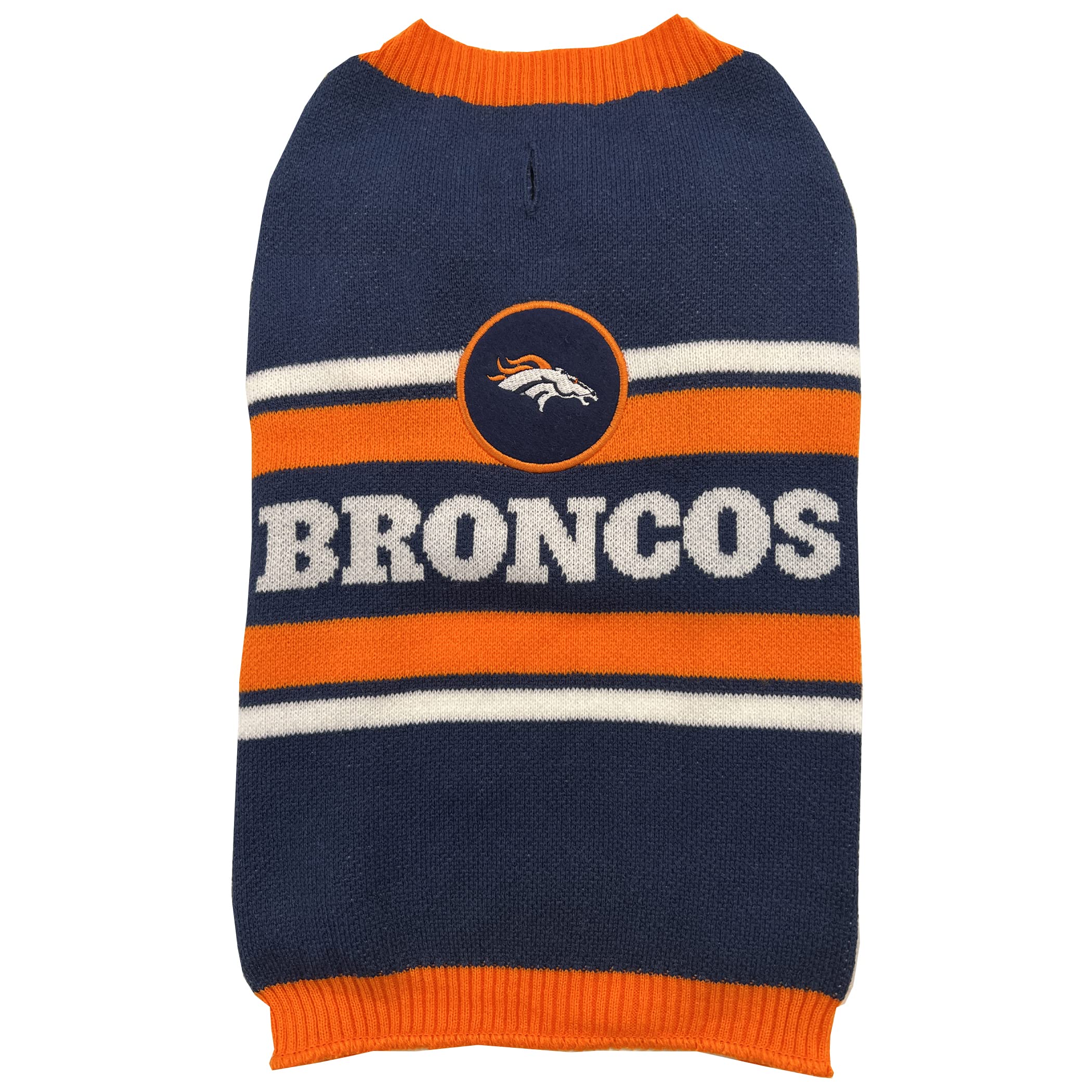 Nfl Denver Broncos Dog Sweater, Size Small. Warm And Cozy Knit Pet Sweater With Nfl Team Logo, Best Puppy Sweater For Large And 