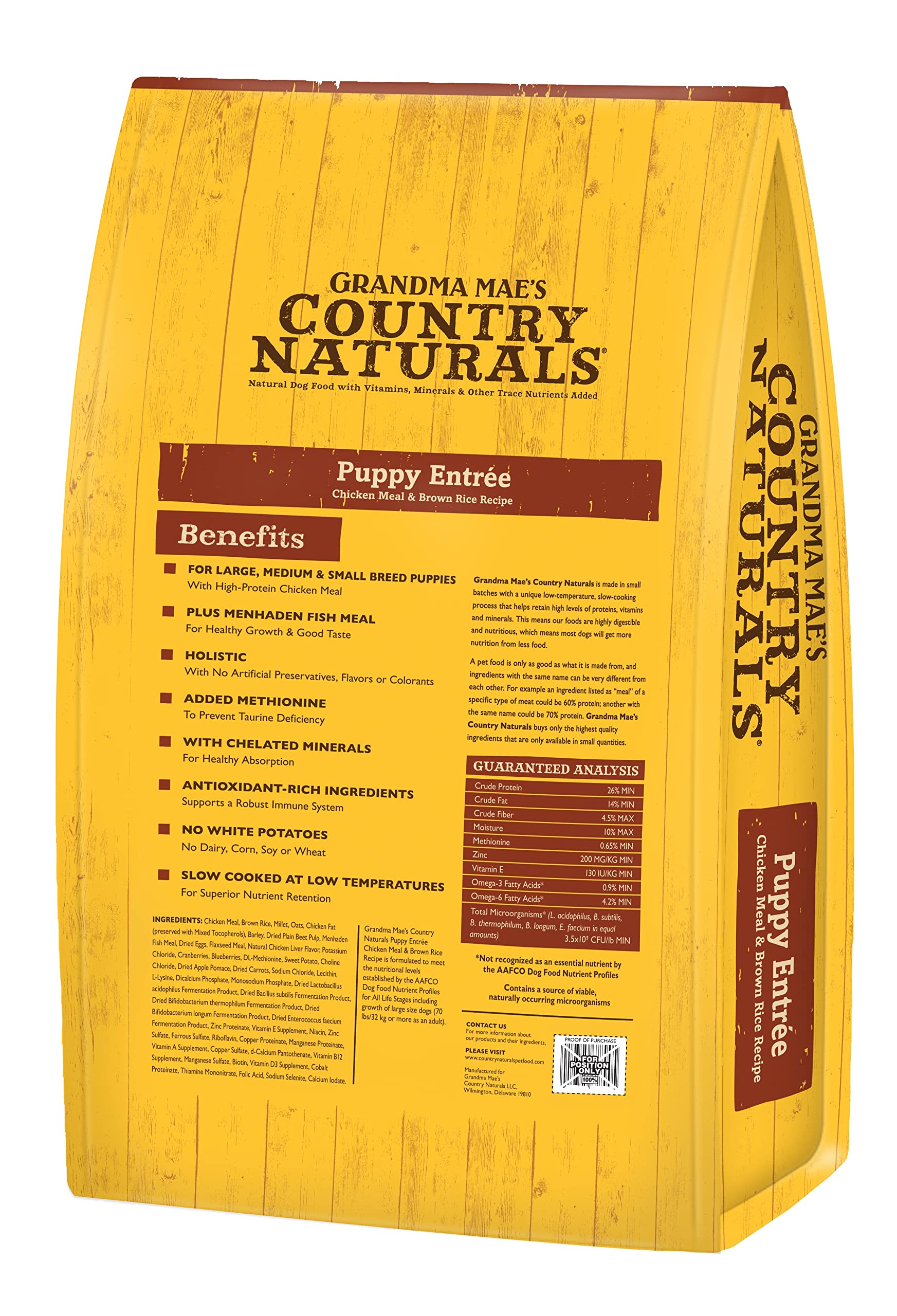 Grandma Maes Country Naturals Grain Inclusive Dry Dog Food 12 LB Puppy Chicken & Brown Rice