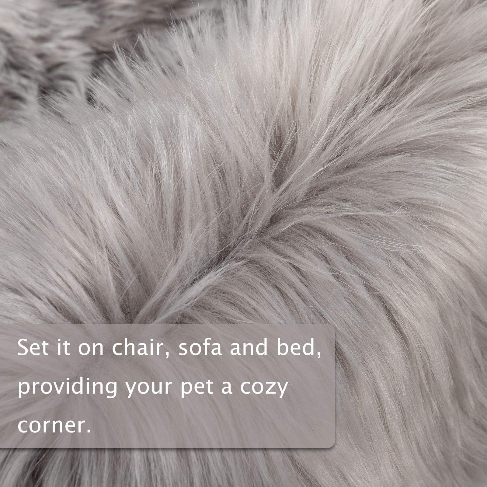 Asrug Faux Fur Dog Bed Rug Plush And Fluffy Dog Mat Ultra Cozy Pet Throw Rug For Dogs Cats, Luxury Soft Faux Sheepskin Chair Cov