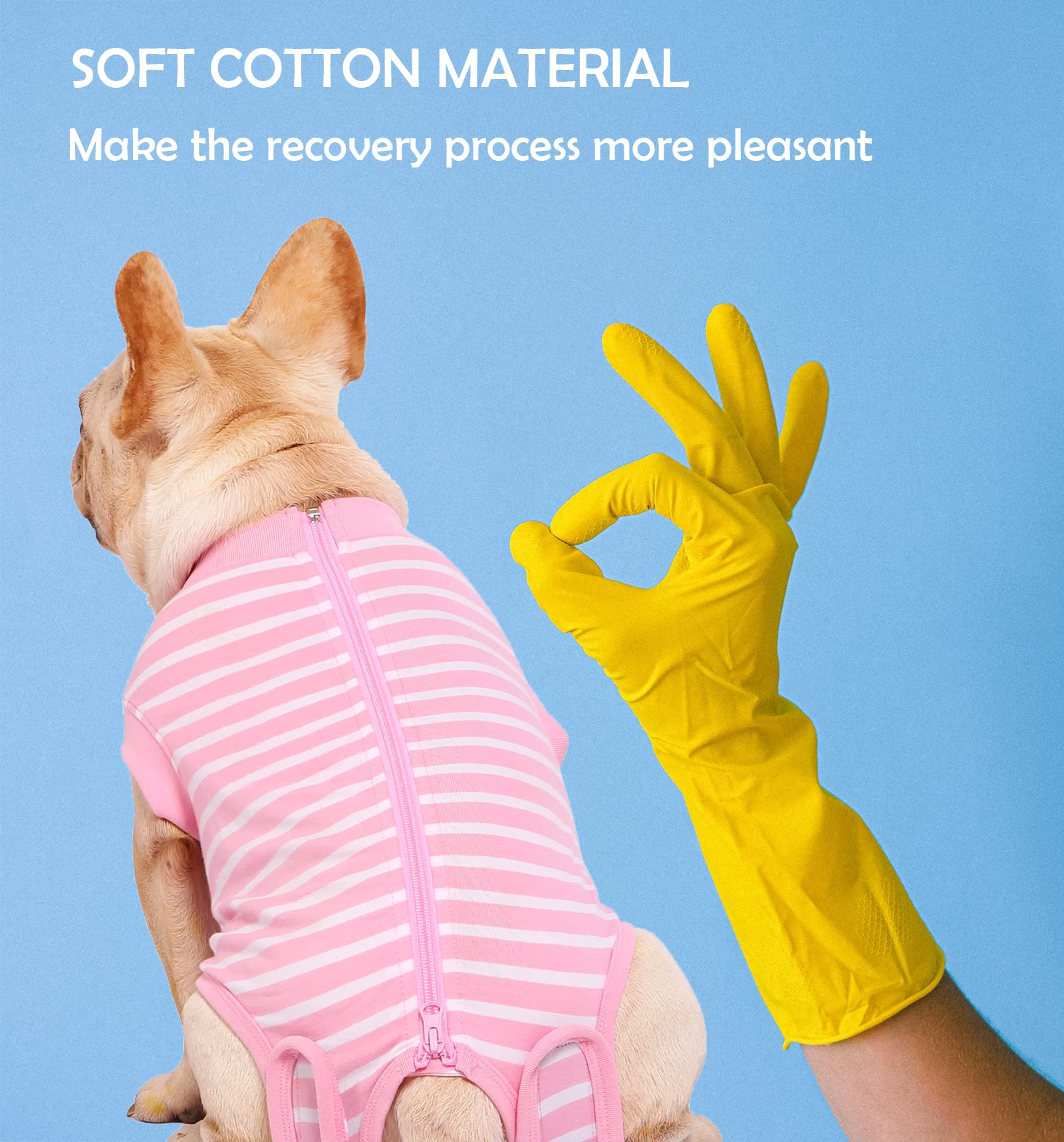 Sychien Dog Recovery Suit Female,Pink Small Spay Surgery Recovery Shirt,Pink-White Striped Xs