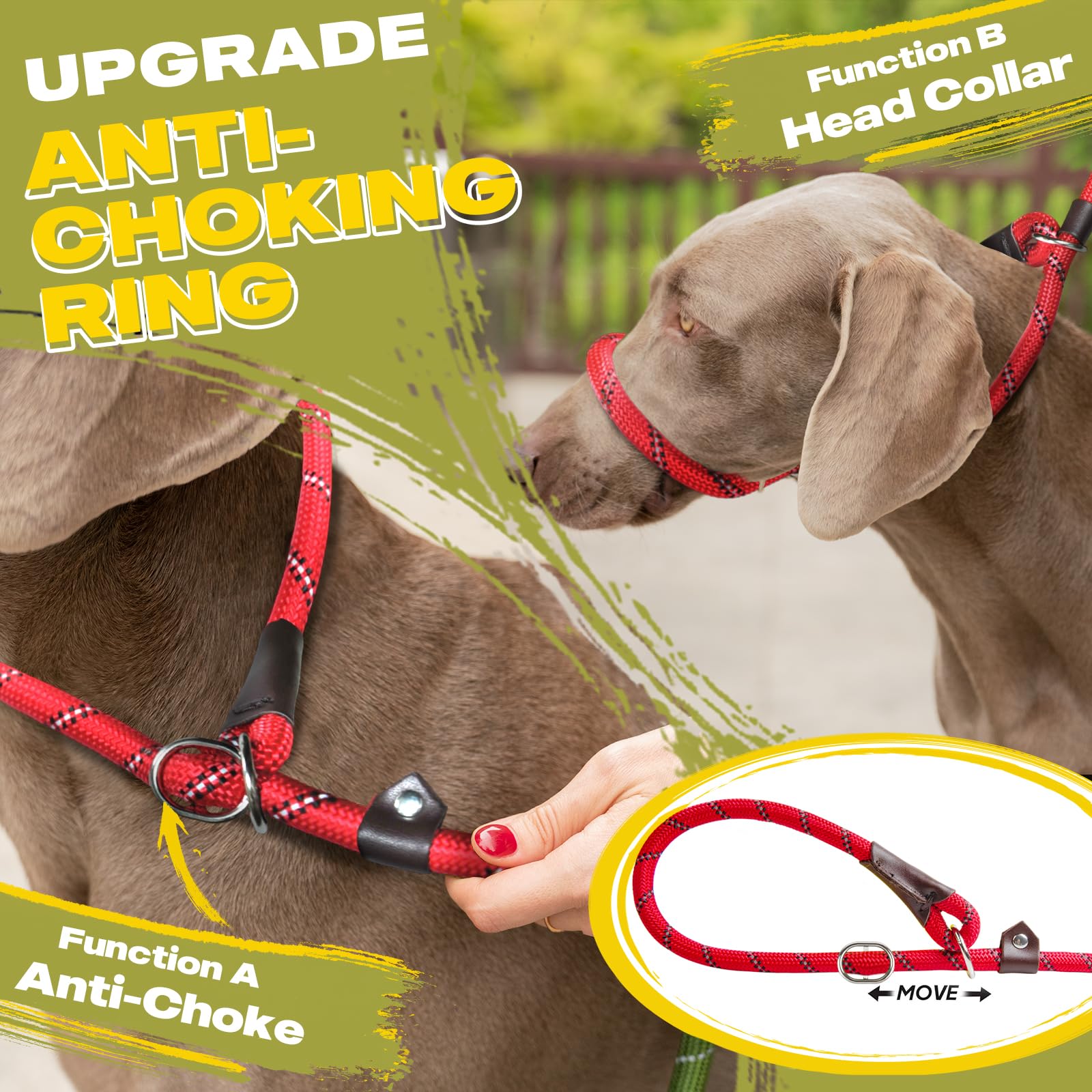 Fida Durable Slip Lead Dog Leash Bulk Pack Of 5, Heavy Duty 1/2'' X 6 Ft Comfortable Strong Rope Slip Leash For Large, Medium &