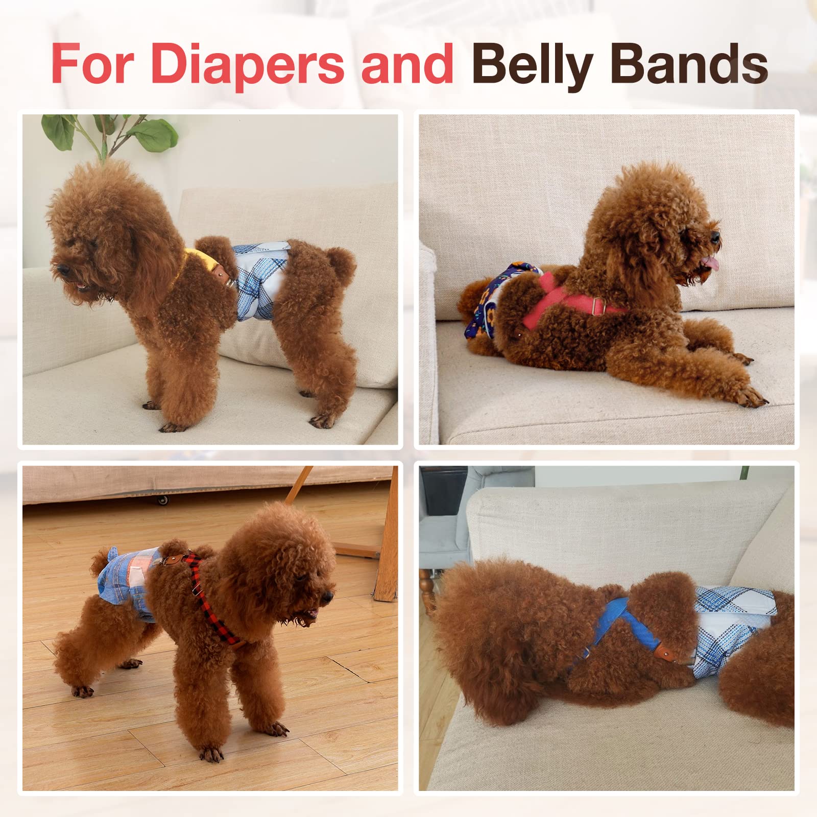 Pet Soft Dog Suspenders 2 Pieces Female Dog Diaper Suspenders For Dogs Diaper Keeper Suspender For Dog Skirt, Dog Dress (Brown & Red, Xs/S)