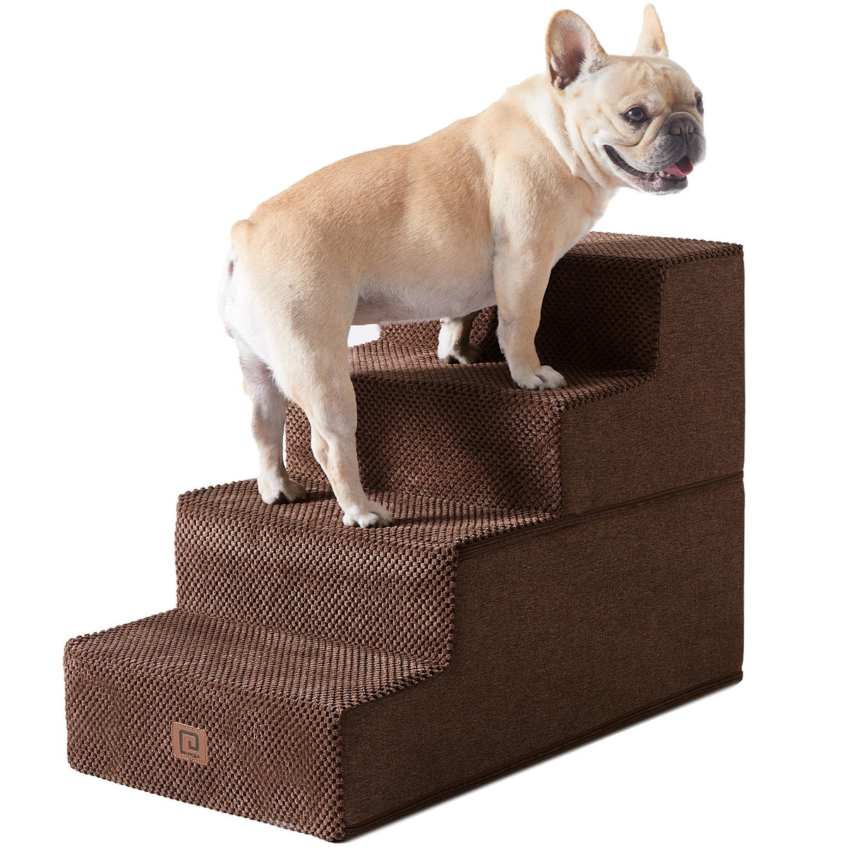 Eheyciga Dog Stairs For Bed 18”H, 4-Step Dog Steps For High Bed, Pet Steps For Small Dogs And Cats, Non-Slip Balanced Dog Indoor Ramp, Brown