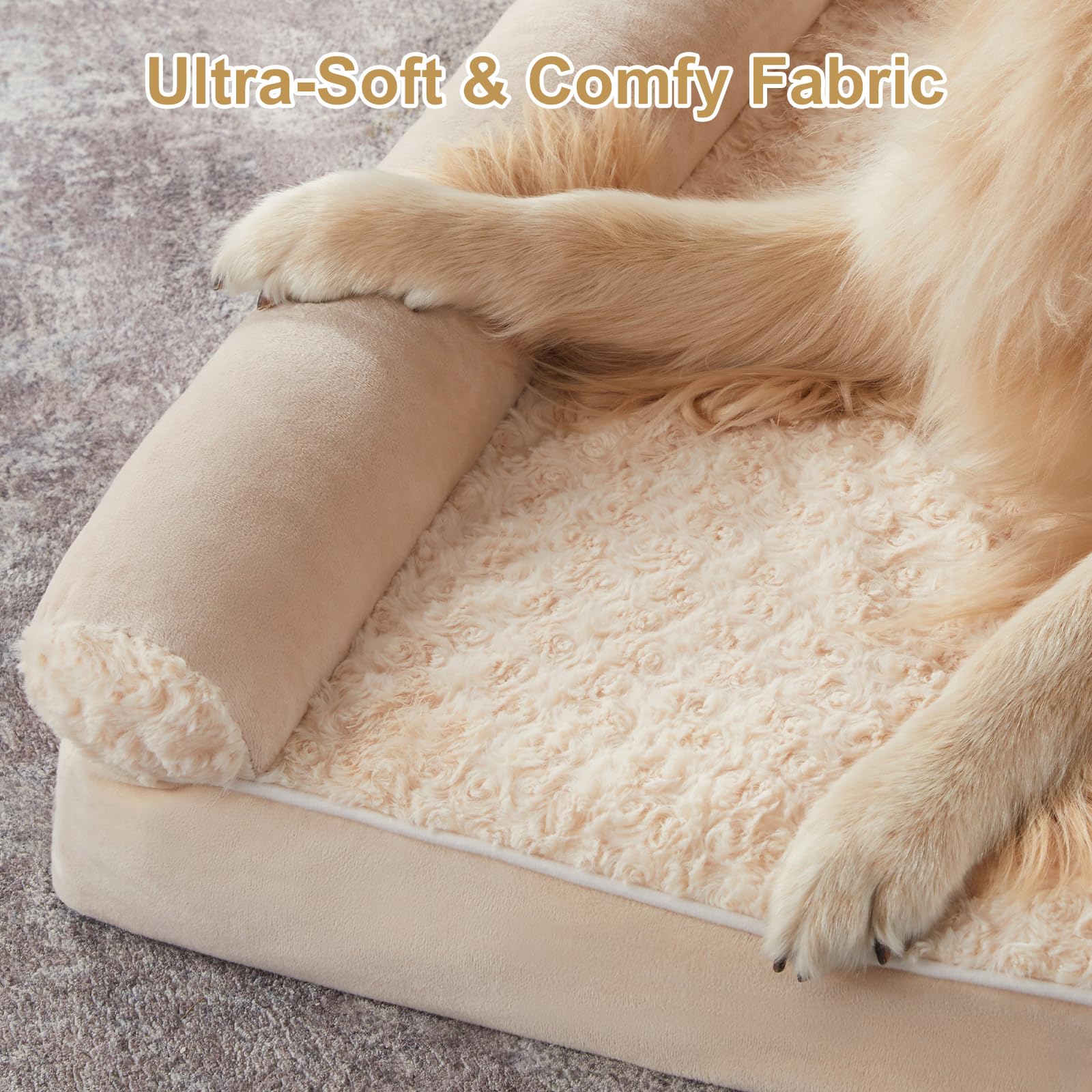 BFPETHOME Dog Beds for Large Dogs, Orthopedic Dog Bed for Medium Large Dogs,Big Waterproof Couch Pet Bed with Removable Washable
