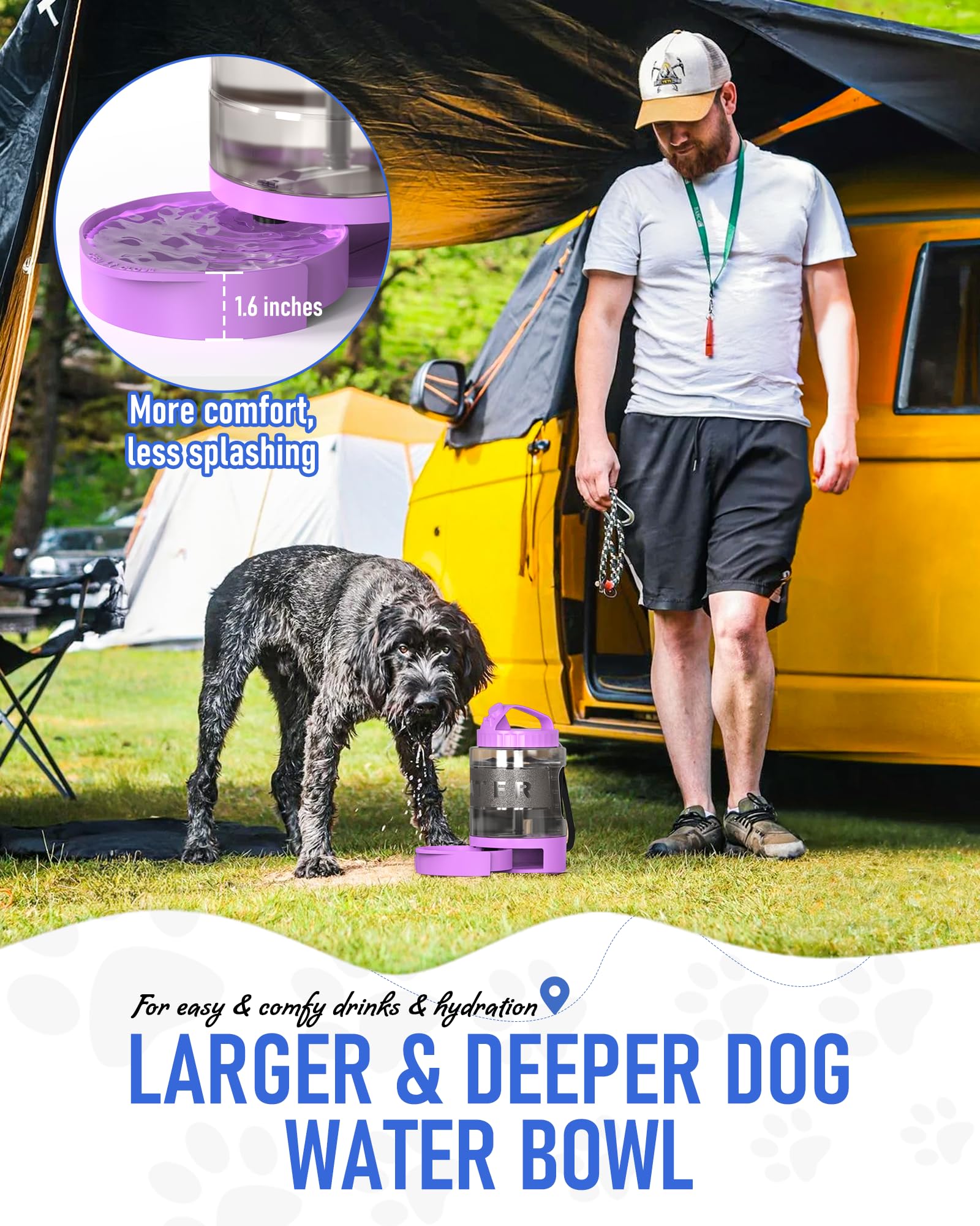 77oz Dog Travel Water Bottle, Large Portable Dog Water Bowl Dispenser, Leakproof Pet Drinking Bottle Dispenser for Hiking Campin