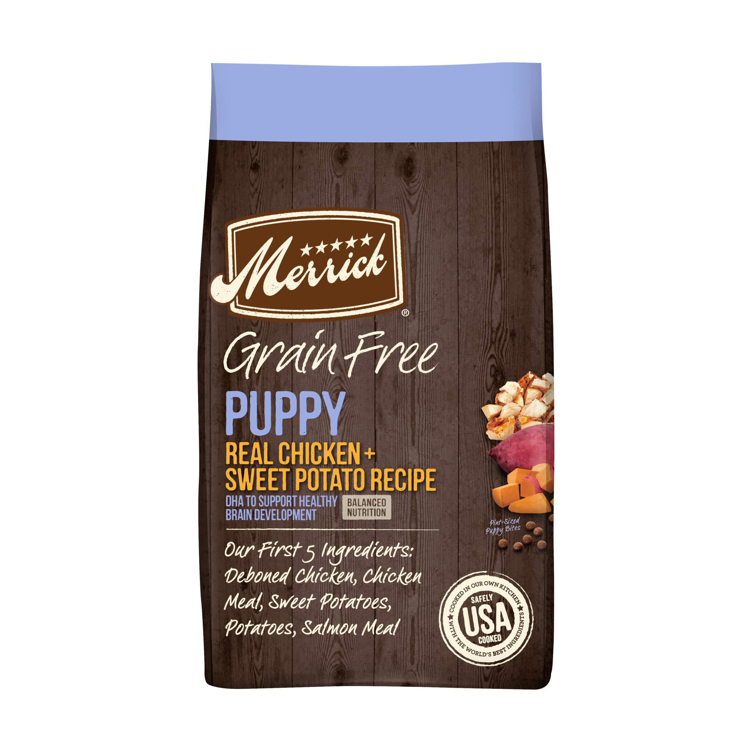 Merrick Premium Grain Free Dry Puppy Food, Wholesome and Natural Kibble with Real Chicken and Sweet Potato - 10.0 lb. Bag