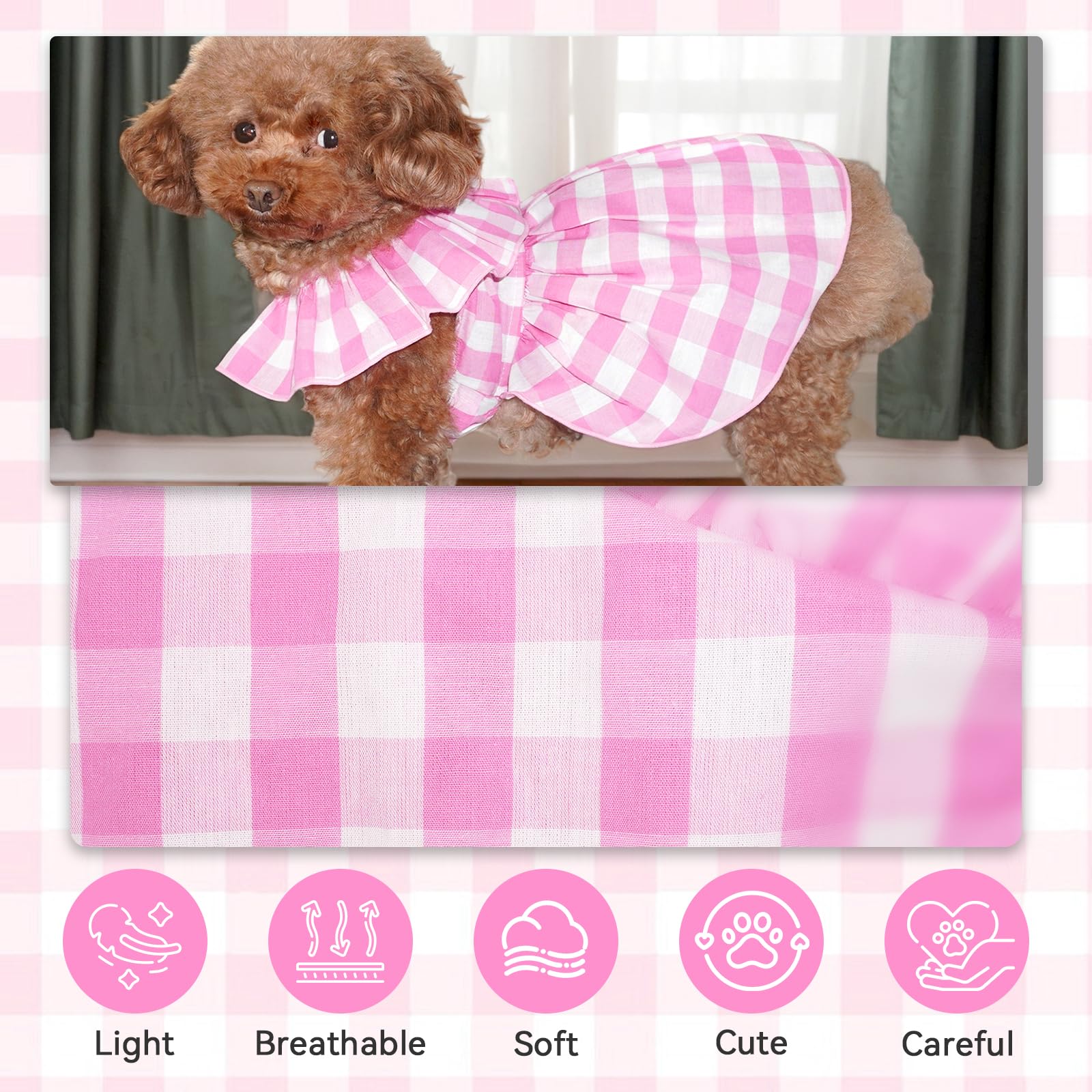 Topkins Dog Dress, Dog Princess Dress With Lace-Up, Dog Birthday Dress With Pretty Prints For Small Dog (Pink, Xl)