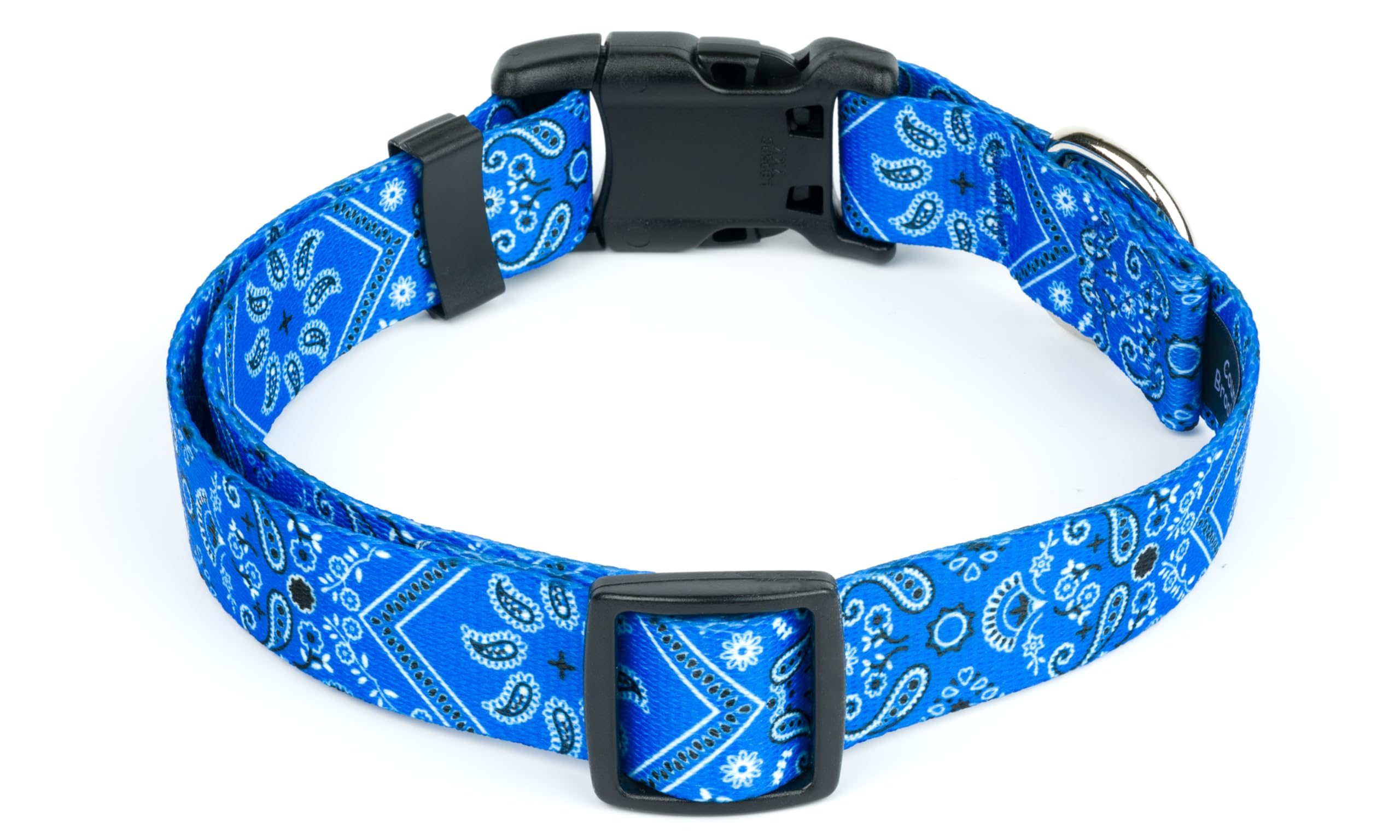 Country Brook Petz - Deluxe Blue Bandana Dog Collar - Made in The U.S.A. - Country and Western Collection Featuring Rugged Desig