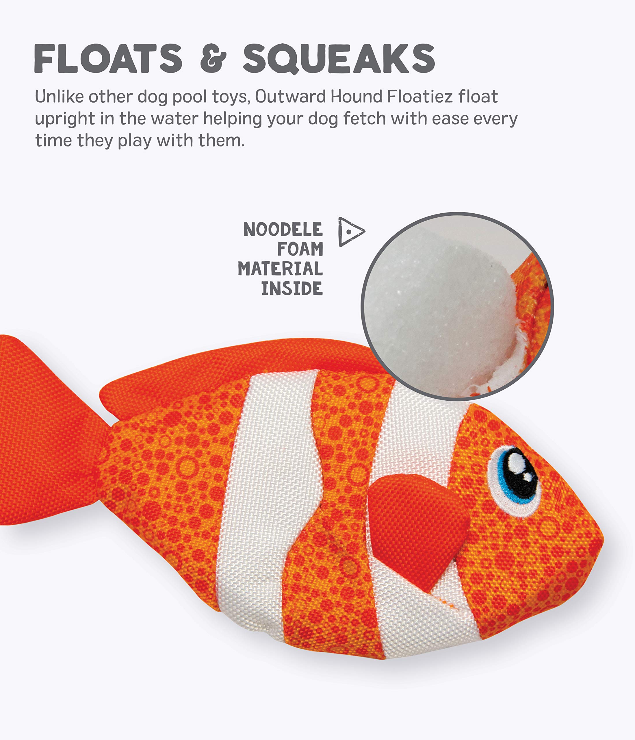 Outward Hound Floatiez Clownfish Interactive Dog Toy for Small Dogs - 1 Count, Floating Design, Fun Water Play, Clown Fish Color