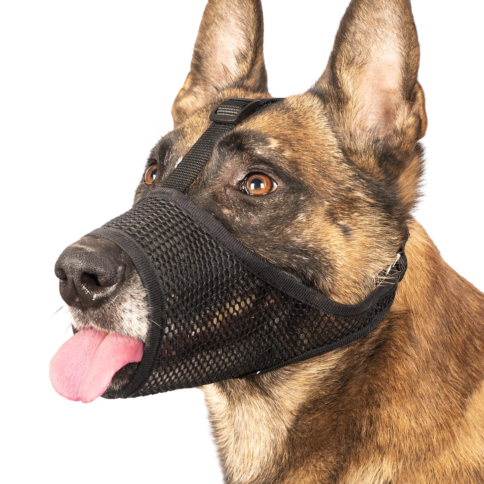 Luckypaw Dog Muzzle, Mesh Muzzle For Large Medium Small Dogs, Soft Mouth Cover To Prevent Biting Chewing With Adjustable Head St