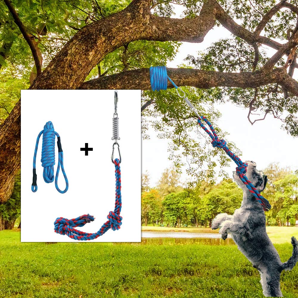 Dog Tug Toy, Outdoor Hanging Bungee Dog Toy, Interactive Spring Dog Tree Toy For Tug Of War, Bite Training, Pull Exercise, Puppy Interactive Bite Training, Solo Play, Blue
