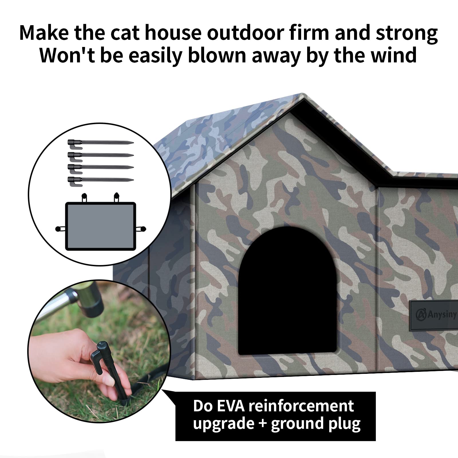 Outdoor Cat House-Large Weatherproof Cat Houses For Outdoor/Indoor Cats Feral Cats Shelter With Soft Mat (Camo)