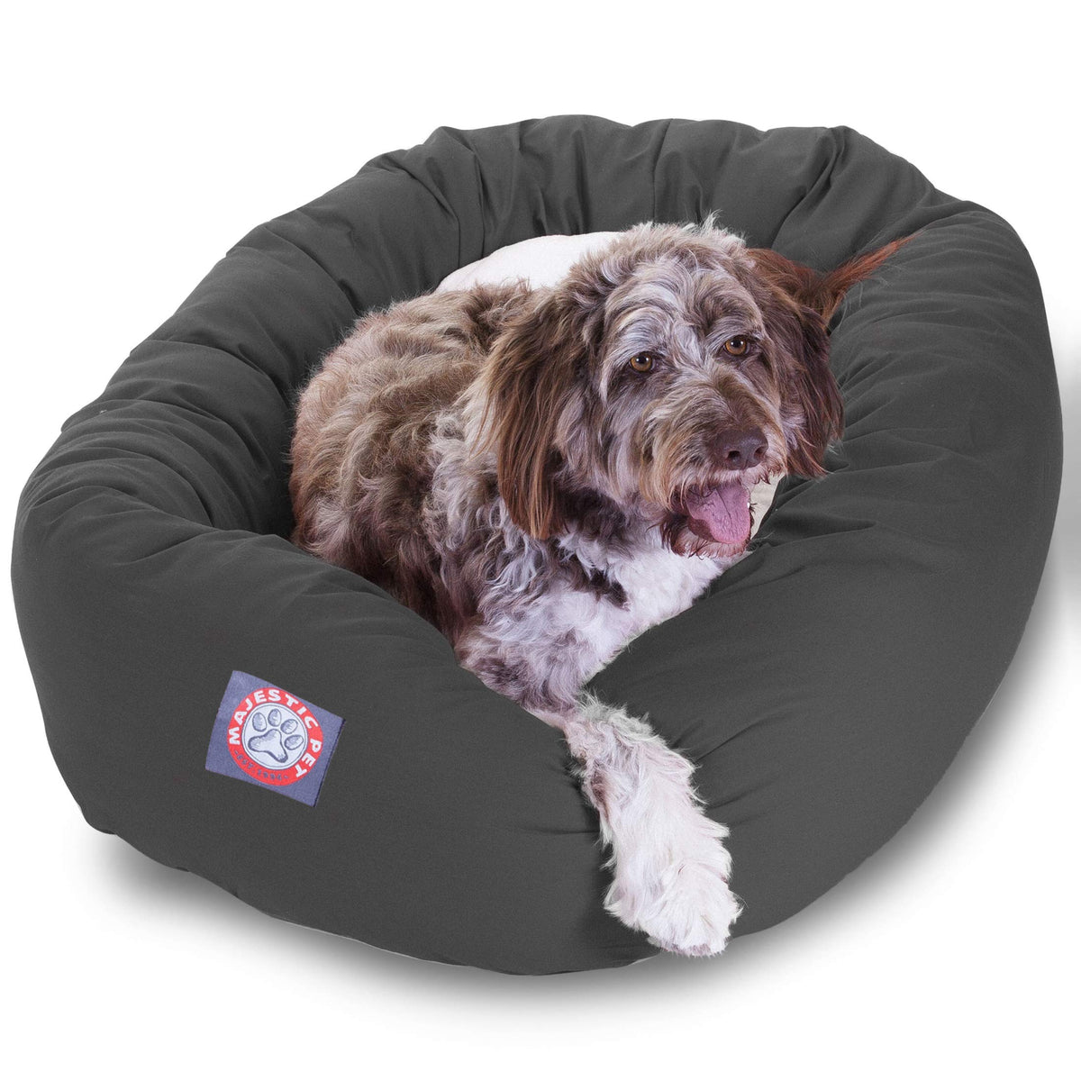 Majestic Pet 52'' Gray & Sherpa Bagel Bed Products