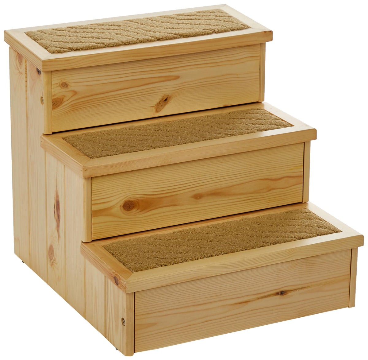 Trixie Indoor Wooden 3-Step Pet Stairs With Storage Compartments For Pet Toys, Natural