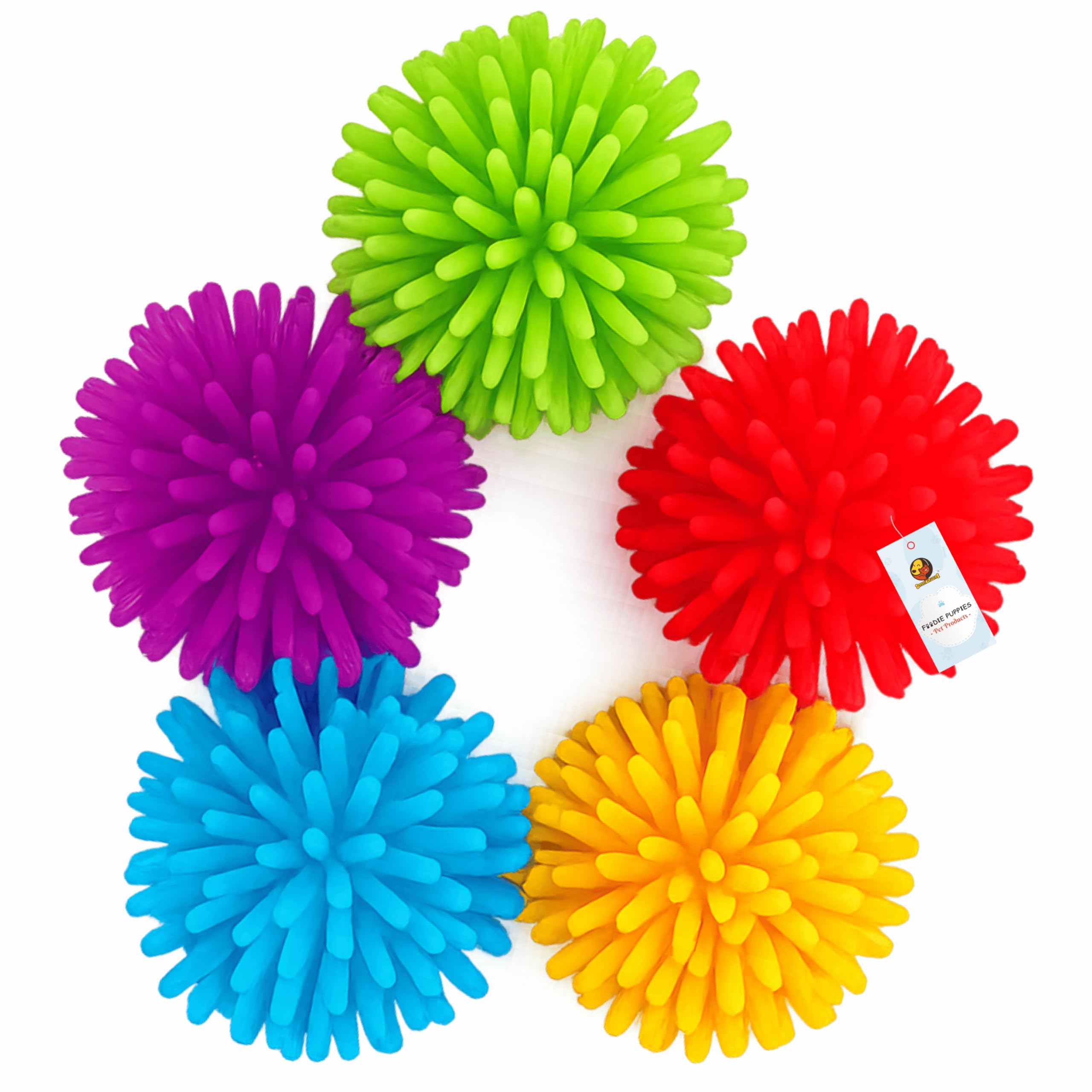 Foodie Puppies Cat Ball Toy (Pack Of 5) Colorful Puffer Mini Balls For Cats & Kittens | Soft Spiky Rubber Interactive Play Toy F