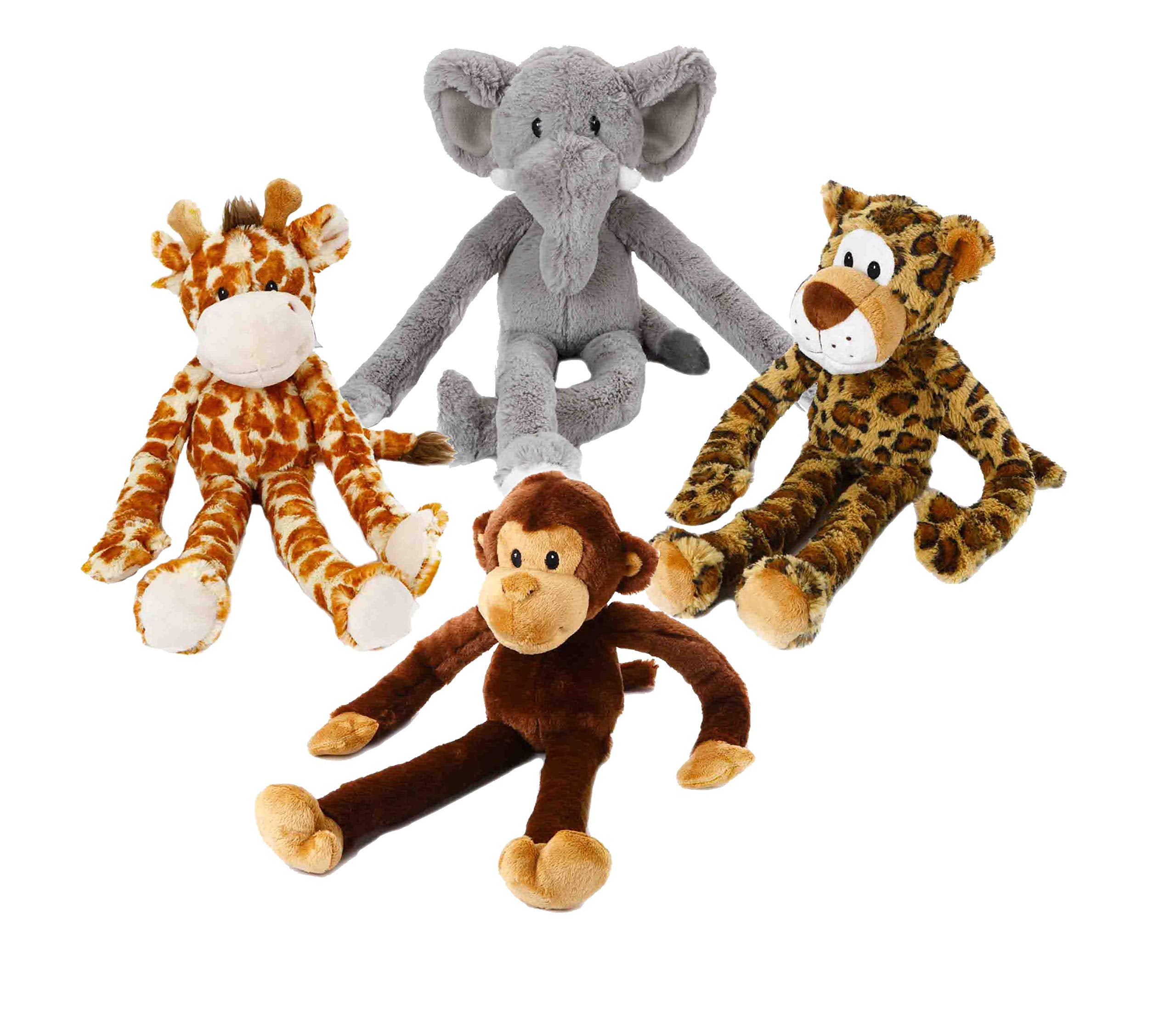 Swingin Safari 19-Inch Large Plush Dog Toy with Extra Long Arms and Legs with Squeakers