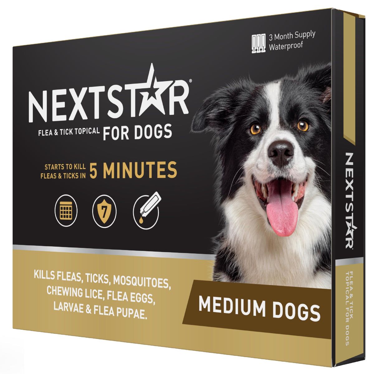 Nextstar Flea And Tick Prevention For Dogs, Repellent, And Control, Fast Acting Waterproof Topical Drops For Medium Dogs, 3 Mont