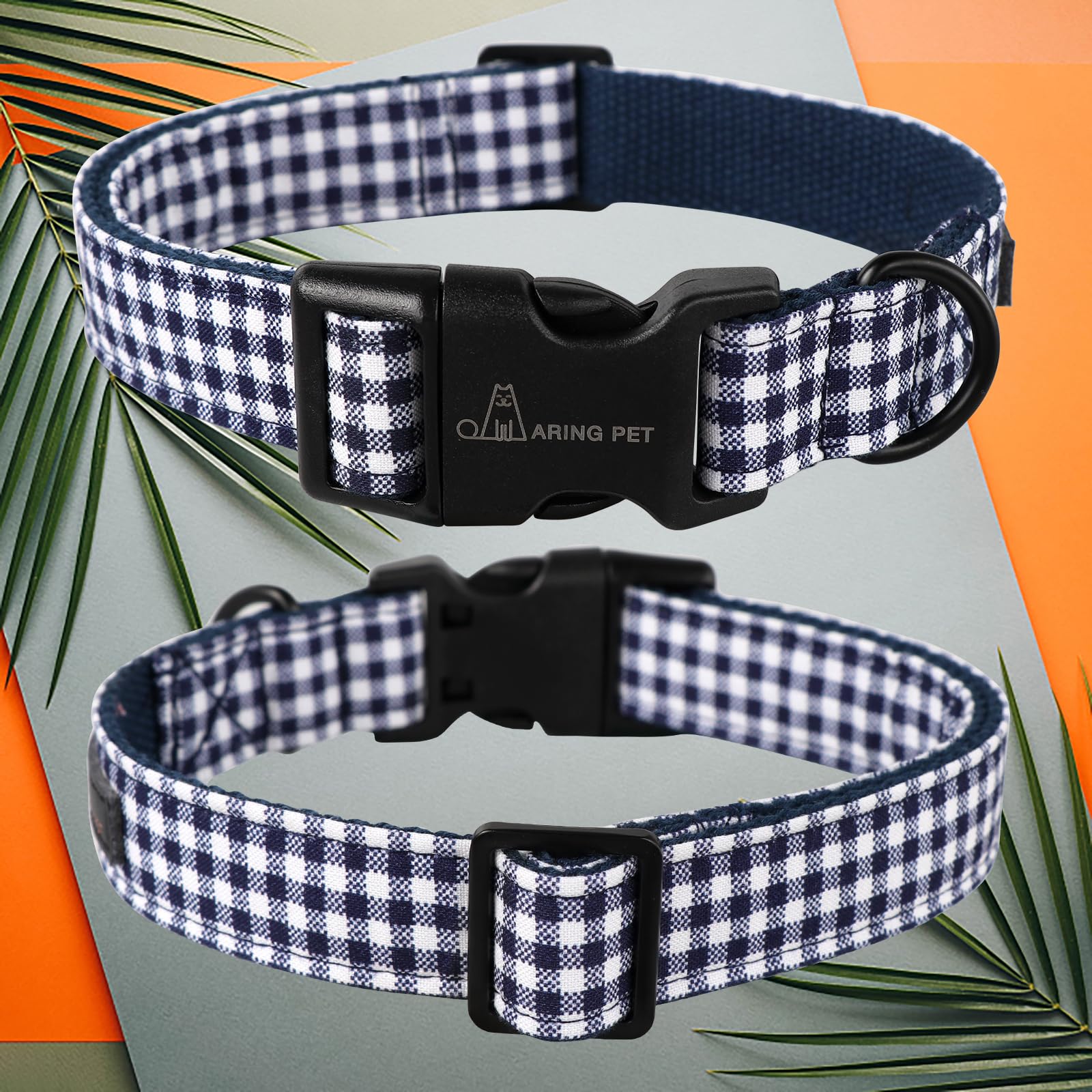 Aring Pet Dog Collar-Cute Dog Collar For Small Dogs, Adjustable Comfortable Cotton Plaid Pet Collars For Small Medium Large Male Female Dogs, Small