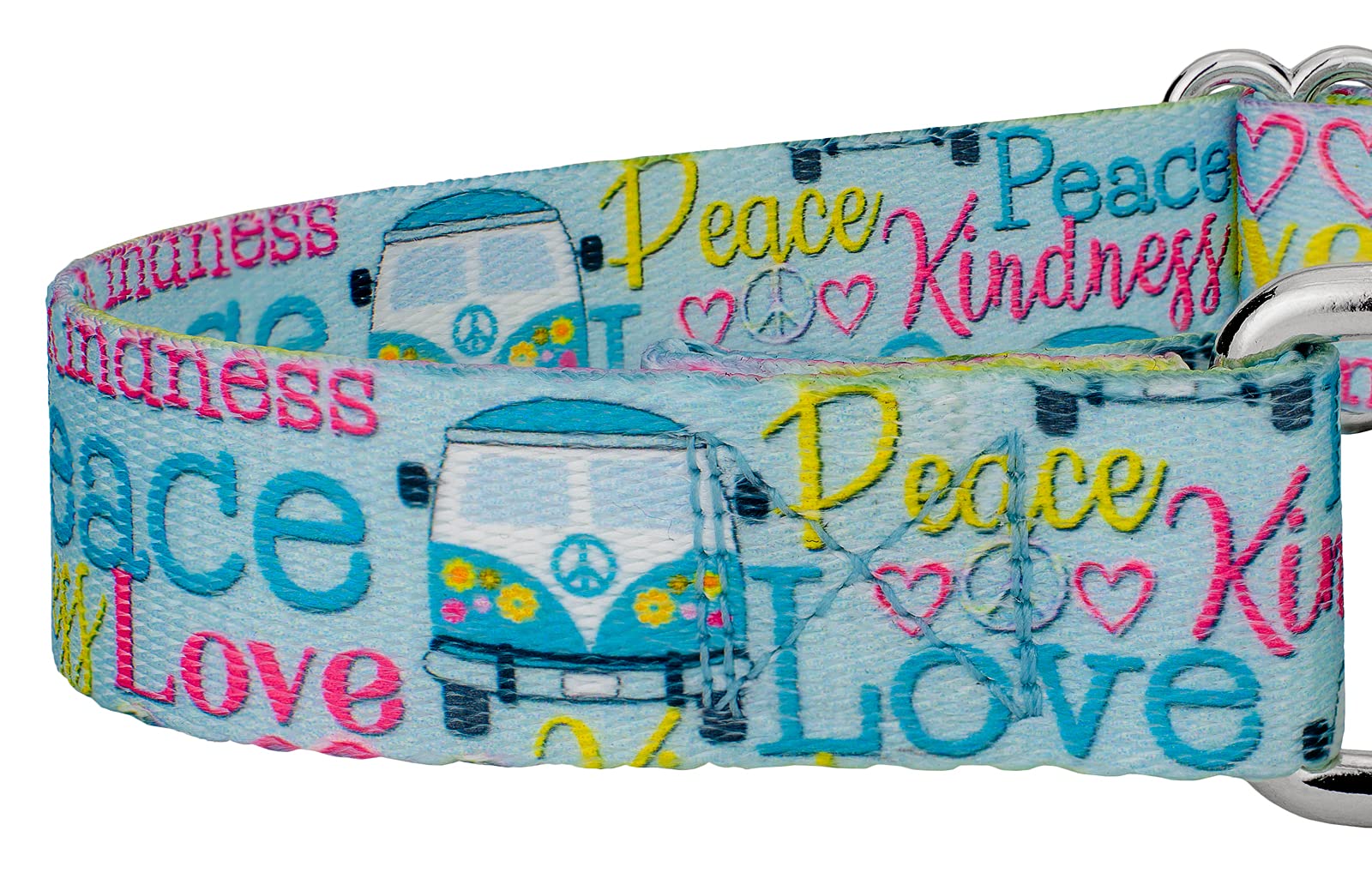 Country Brook Petz - Love and Peace Martingale Dog Collar - Groovy Collection Featuring Far Out Designs (1 Inch, Large)