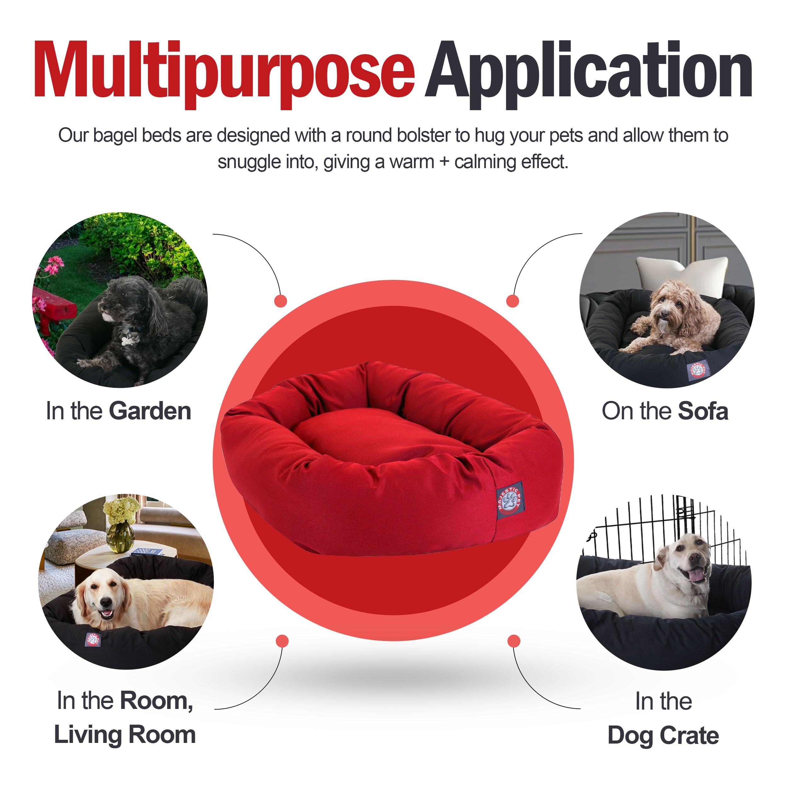 Majestic Pet 52 inch Red Bagel Dog Bed Products