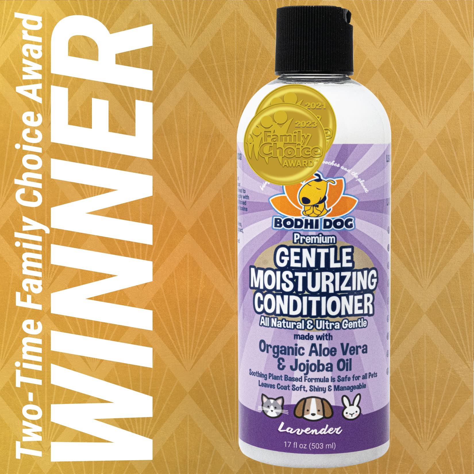 Bodhi Dog Gentle Moisturizing Dog Conditioner - Soothing Plant-Based Formula With Aloe Vera & Jojoba Oil - Hydrates & Softens Coat - Leaves Coat Soft Shiny & Manageable - Lavender Scent (17 Fl Oz)