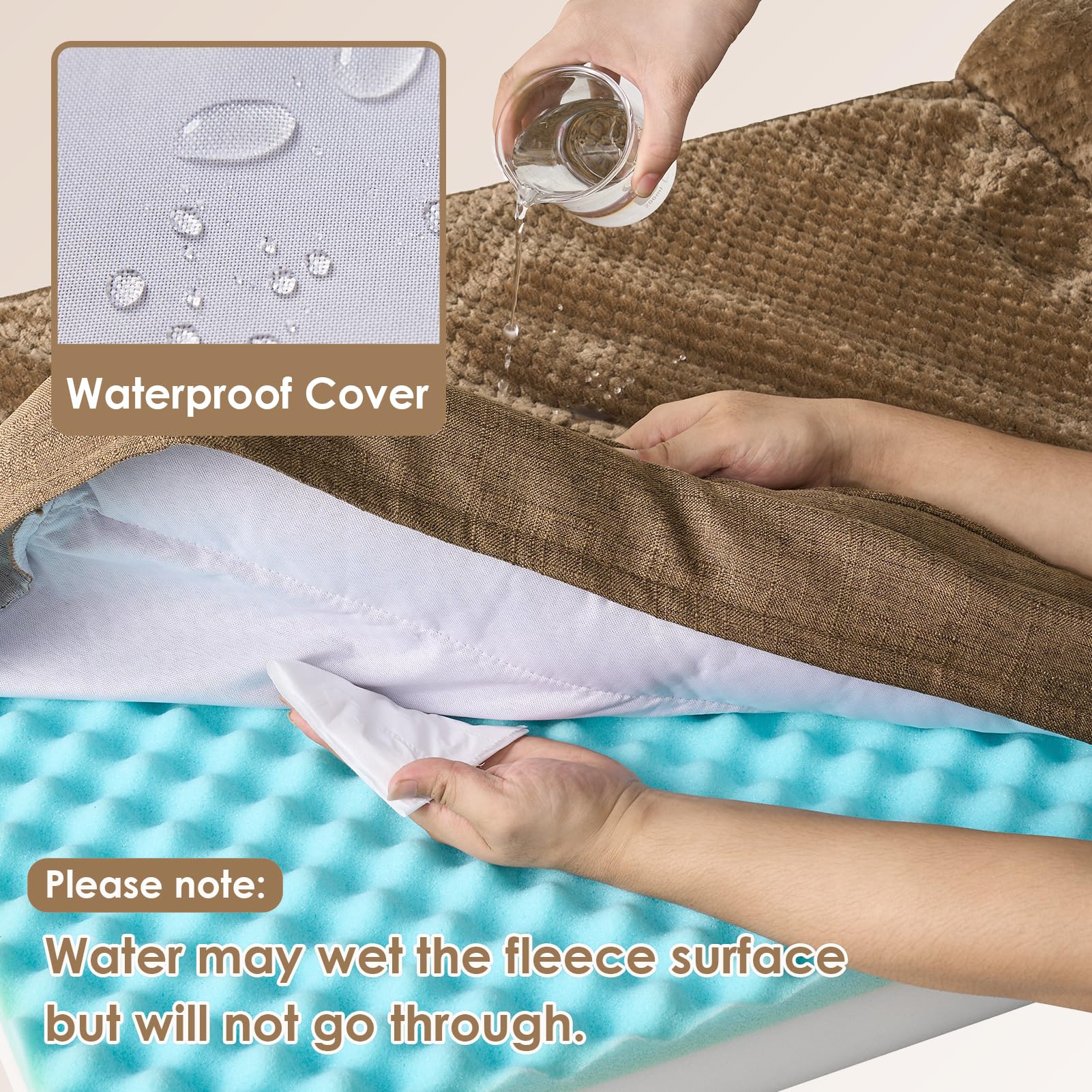 Eheyciga Memory Foam Orthopedic Xl Dog Bed, Washable Dog Bed With Waterproof Lining Removable Cover, Extra Large Dog Bed Sofa With Nonskid Bottom Xlarge Pet Couch Bed, 44X32 Inches, Camel