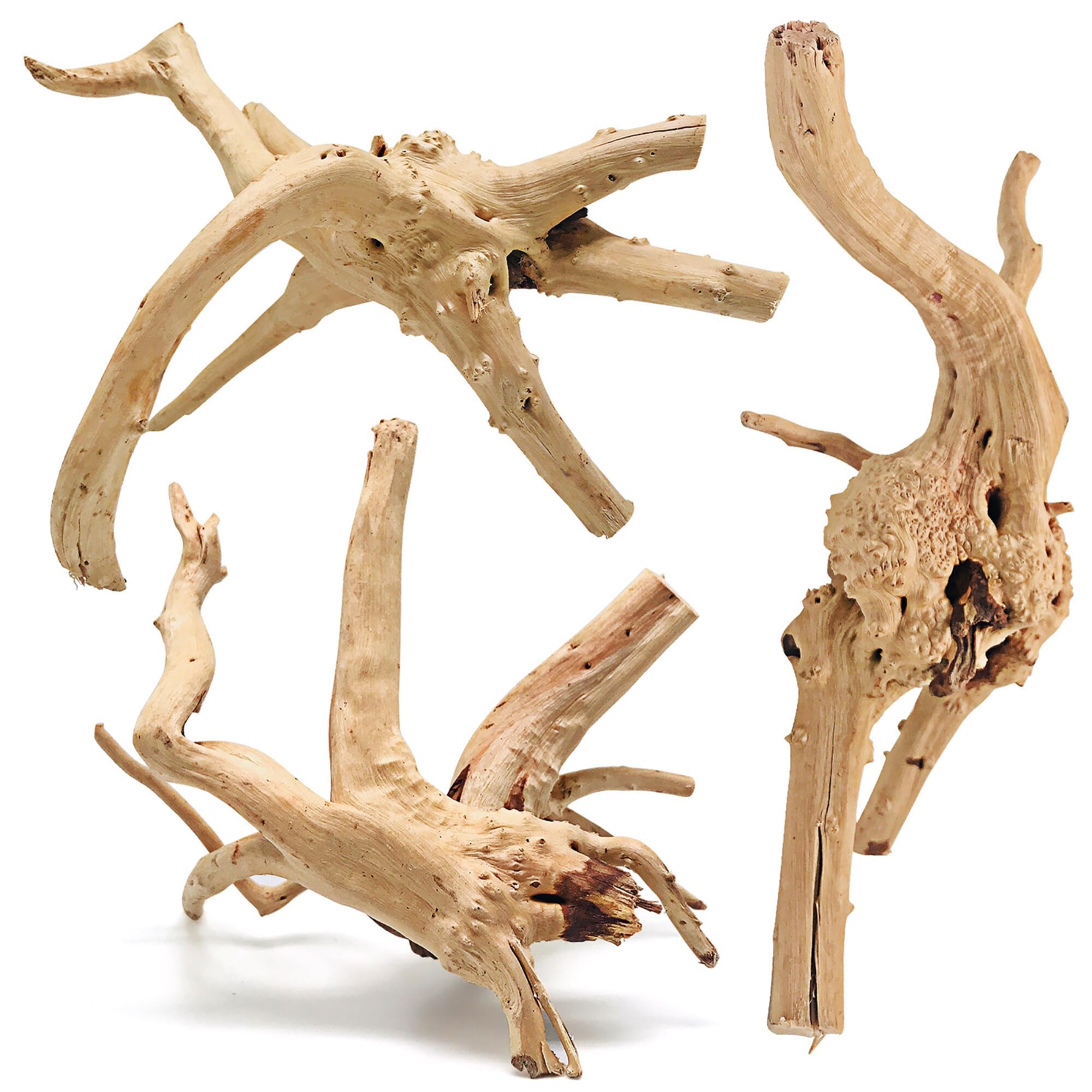 Wdefun Driftwood For Aquarium Decor 7-11 Inch Length Large Spider Wood Ornament Natural Branches For Fish Tank Decorations 3 Pcs