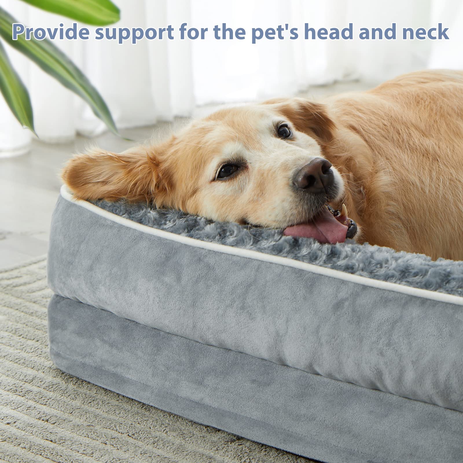 Bfpethome Orthopedic Dog Beds For Extra Large Dogs, Waterproof Sofa Xxl Dog Bed With Sides, Non-Slip Bottom And Egg-Crate Foam B