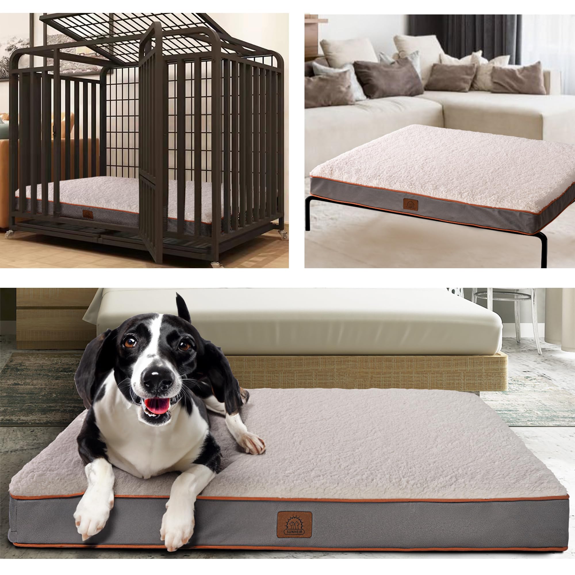 Sunheir Extra Large Washable Dog Bed Covers Soft Plush Replacement, Waterproof Dog Bed Liner, Pet Bed Cover With Zipper 41X27X3