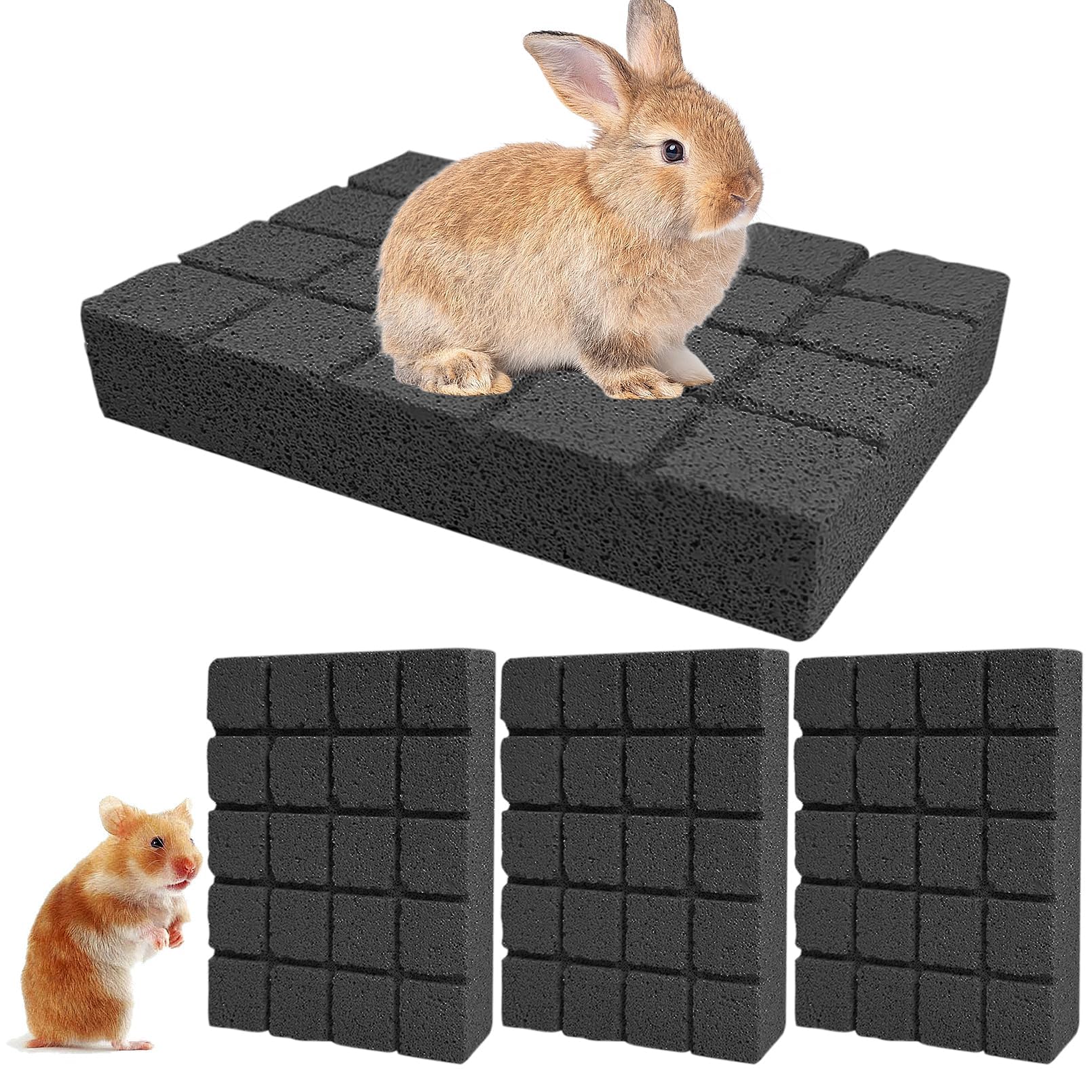 Hamiledyi 4Pcs Rabbit Scratching Pads Bunny Lava Grinding Claw Pads Small Animal Foot Pads Hamster Scratch Board Chew Toys For G