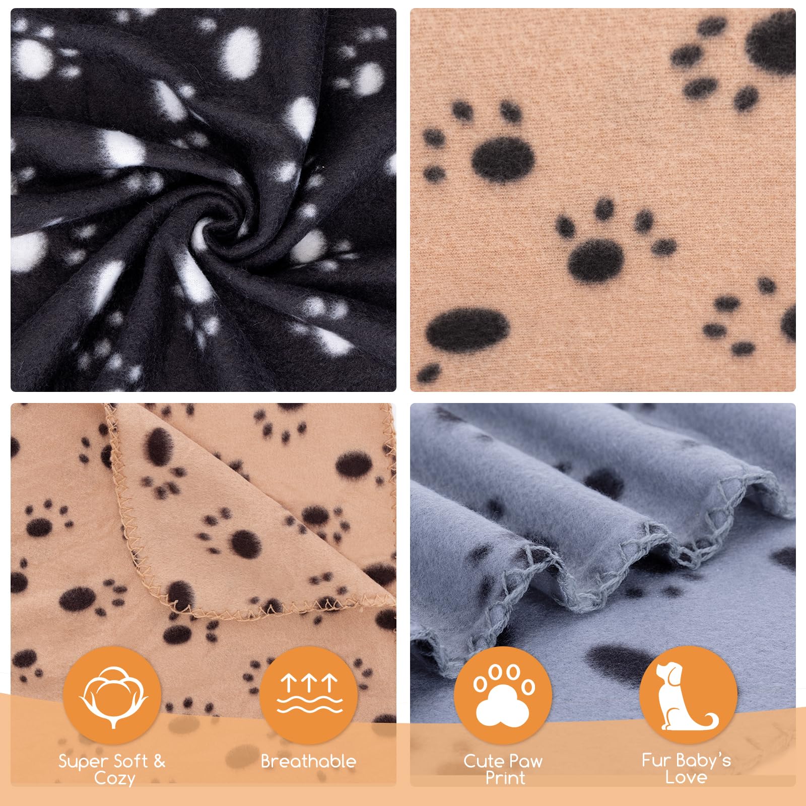 Nobleza 3 Pack Puppy Blanket Super Soft Dog Blanket With Cute Paw Prints Washable Premium Warm Dog Blankets For Small Dogs Kitte