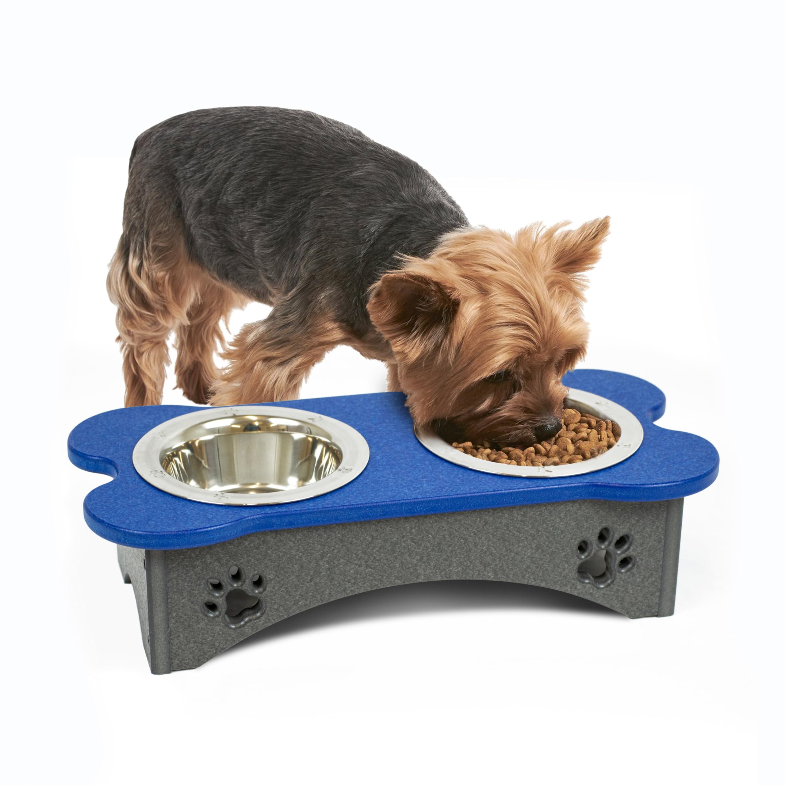 High Double Water and Food Bowls Made of High Density Poly Resin for Small Dogs